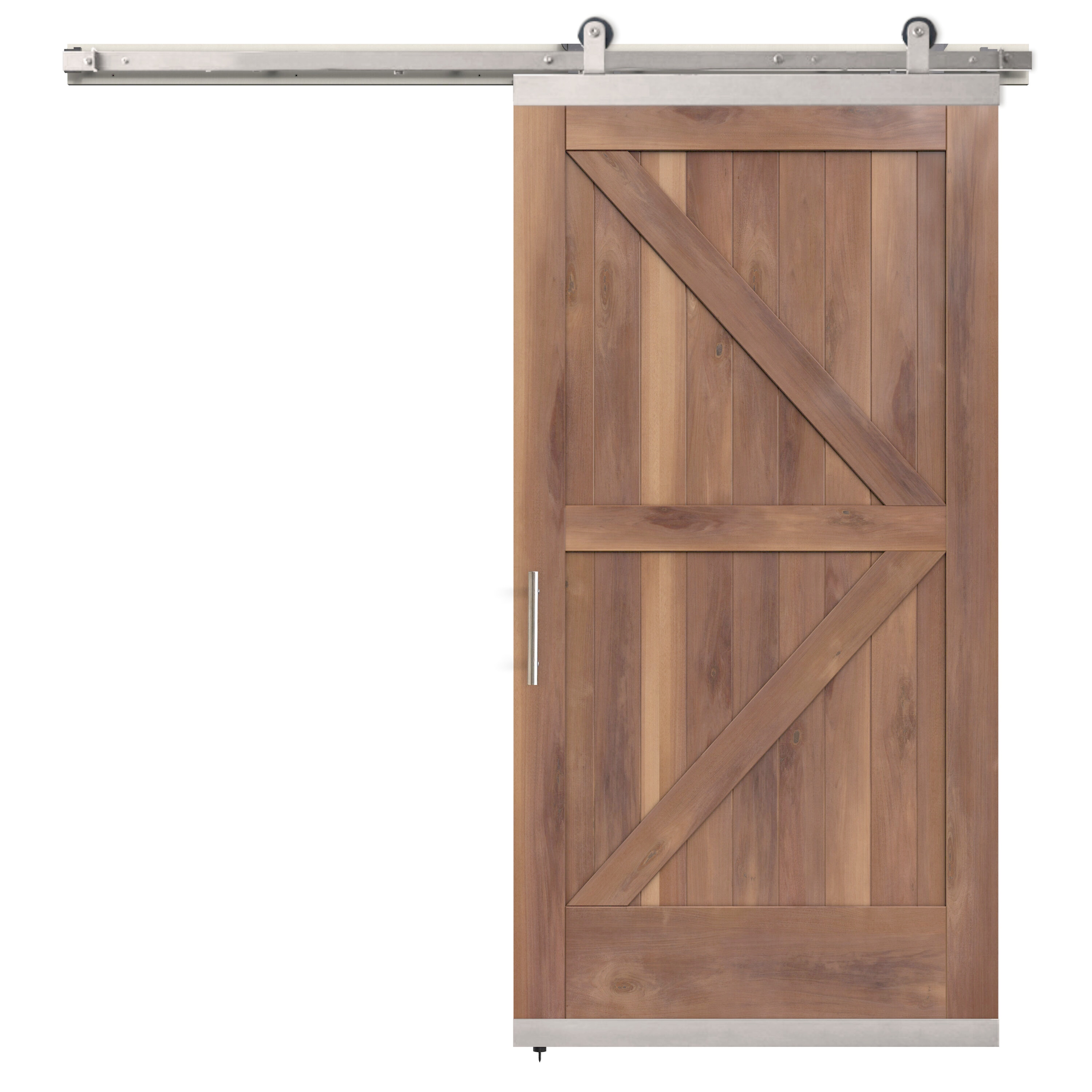 JELD-WEN LOWOLJW248700155 42-in x 96-in Clear K-frame Walnut Wood Solid core Single Barn Door (Hardware Included)