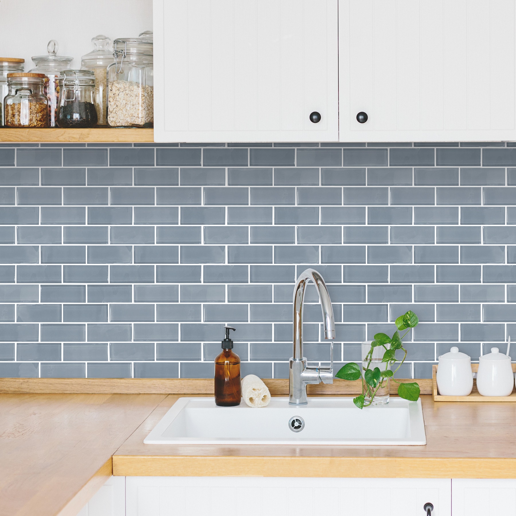 Blue Seaglass Vinyl Peel and Stick Subway Tile