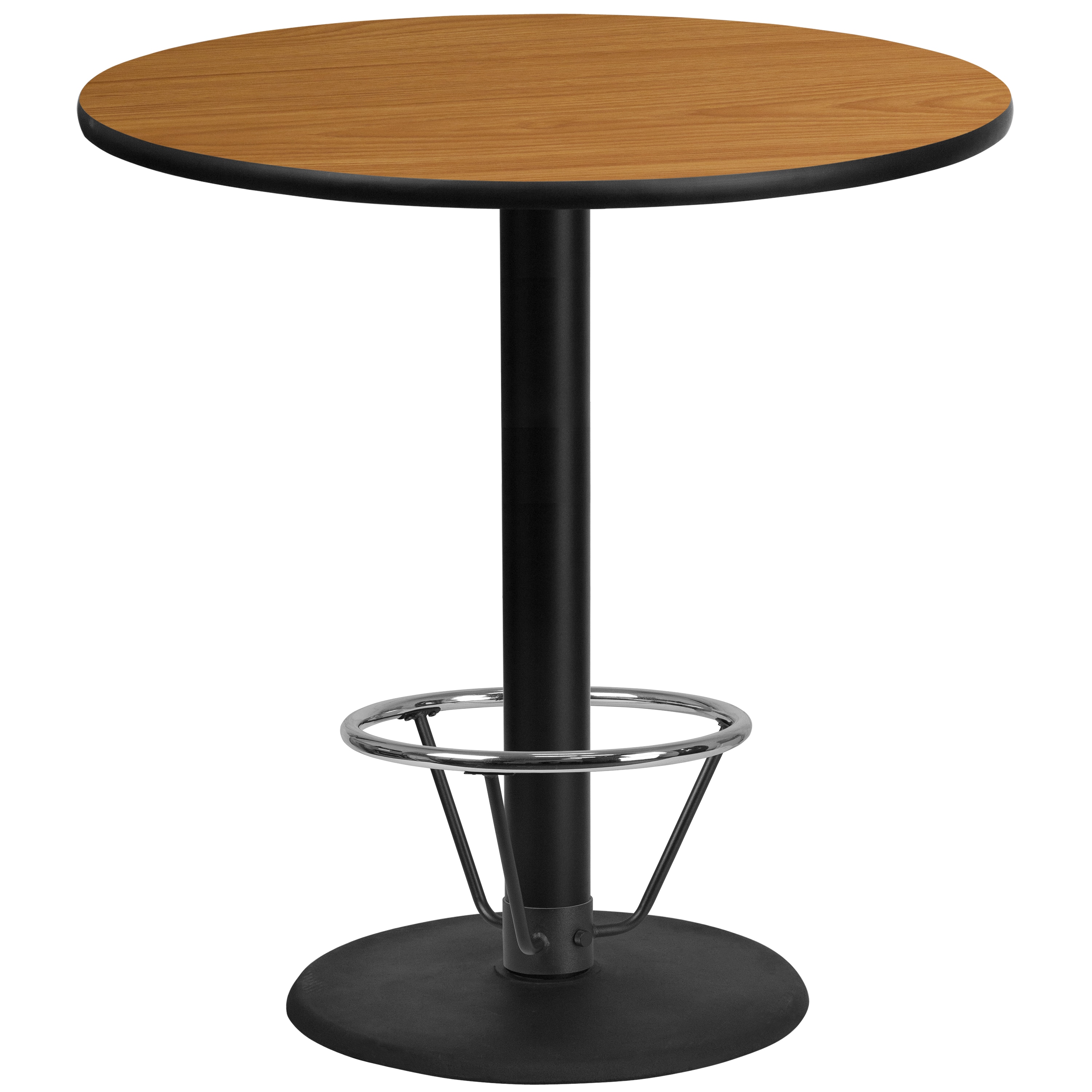 Flash Furniture 889142218449 Natural Round Contemporary/Modern Bar Table, Wood veneer with Black Metal Pedestal Base 42-Inches L x 43.13-Inches H