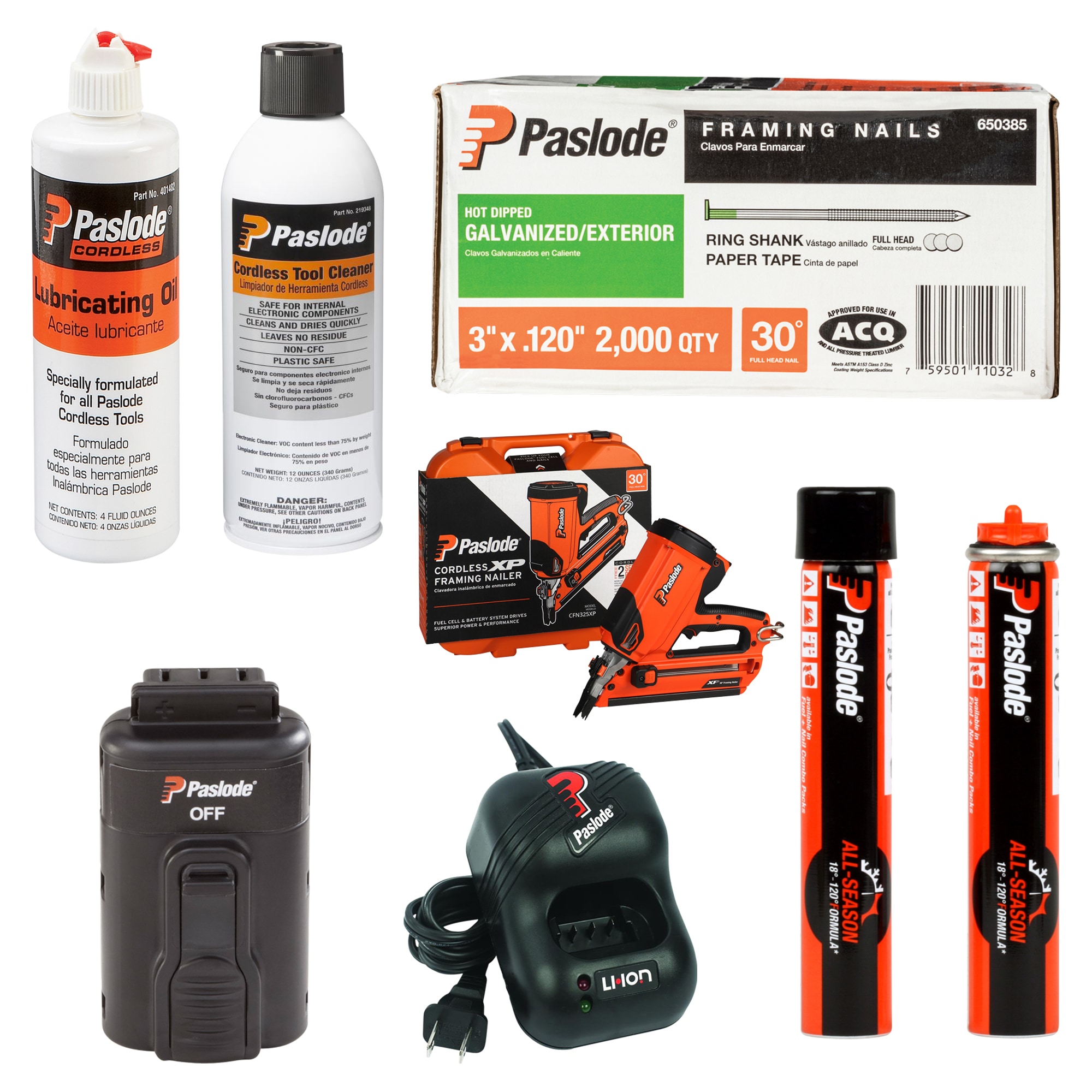 Paslode  30 Degree XP Framing Nailer with 3"x.120" HDG Framing Nails Bundle (2000 Pack)