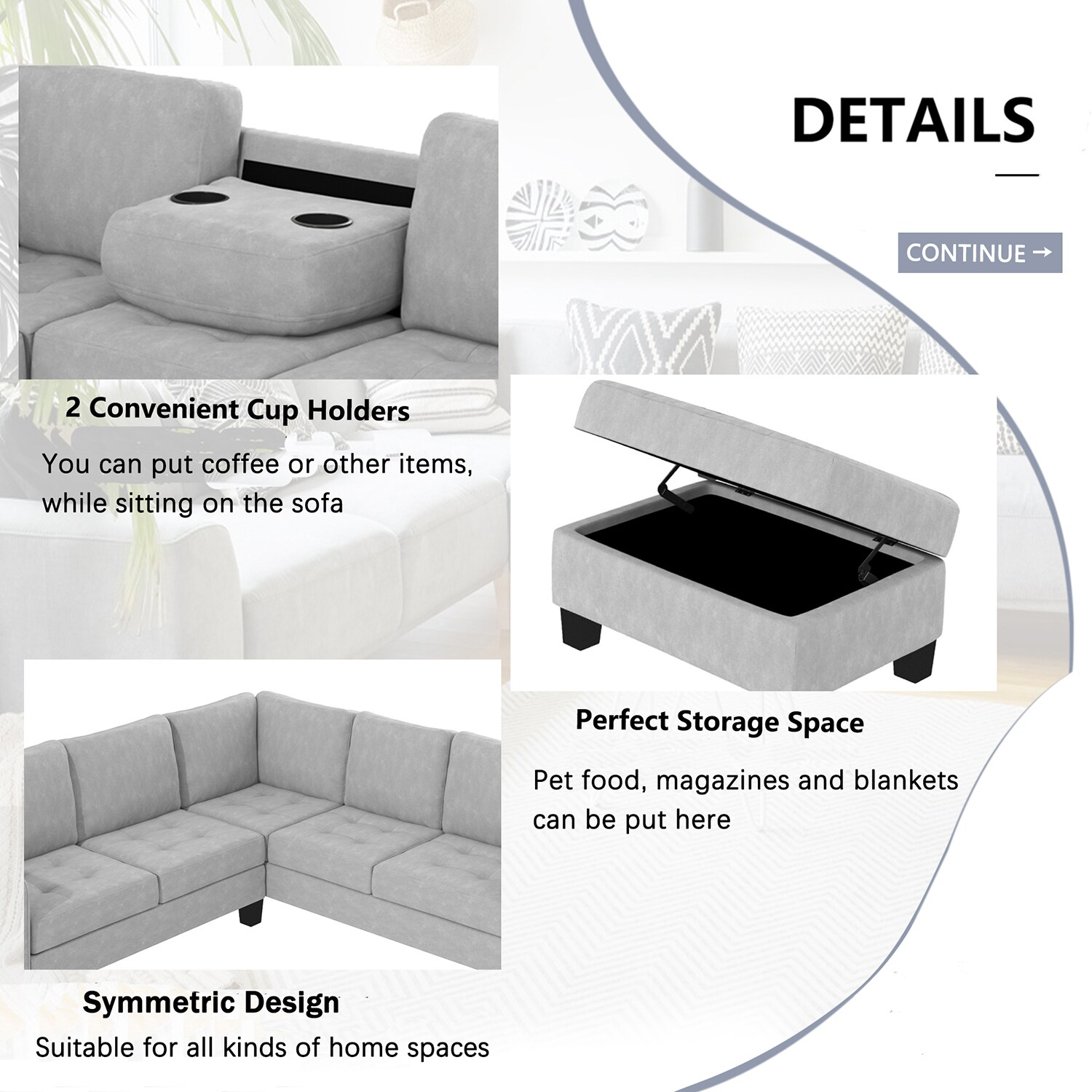 SINOFURN SYA370099GY Sofas-Loveseats - View #16