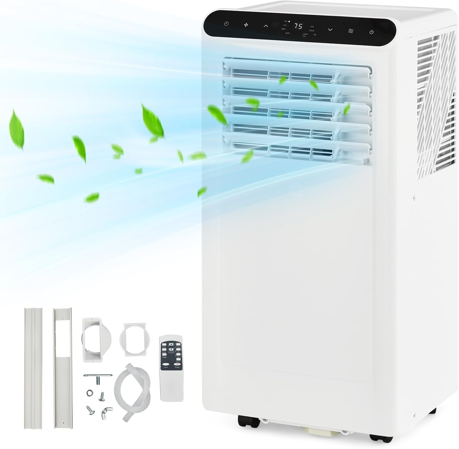 Qeetex LHF-DYQ-PHK-337H5GKX 10000 BTUs Portable Air Conditioner  3-In-1 Powerful Ac Unit with Fan  Dehumidifier  Room Air Conditioner Cools up to 450 Sq/Ft with Remote Control  24H Timer Low Noise for Bedroom Office