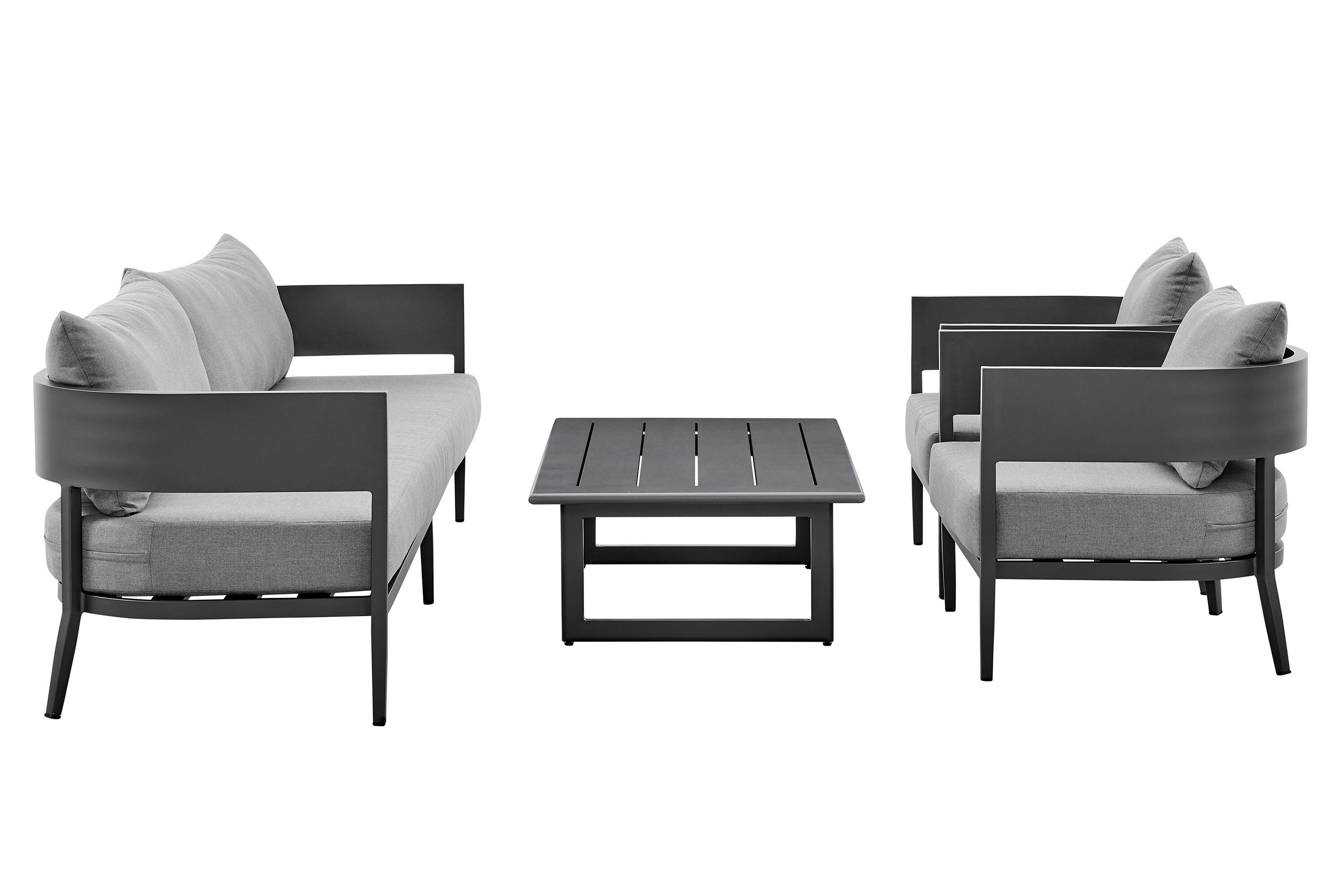 Armen Living SETODMNGR 4 -Piece Patio Sofa Conversation Set with Gray Cushions