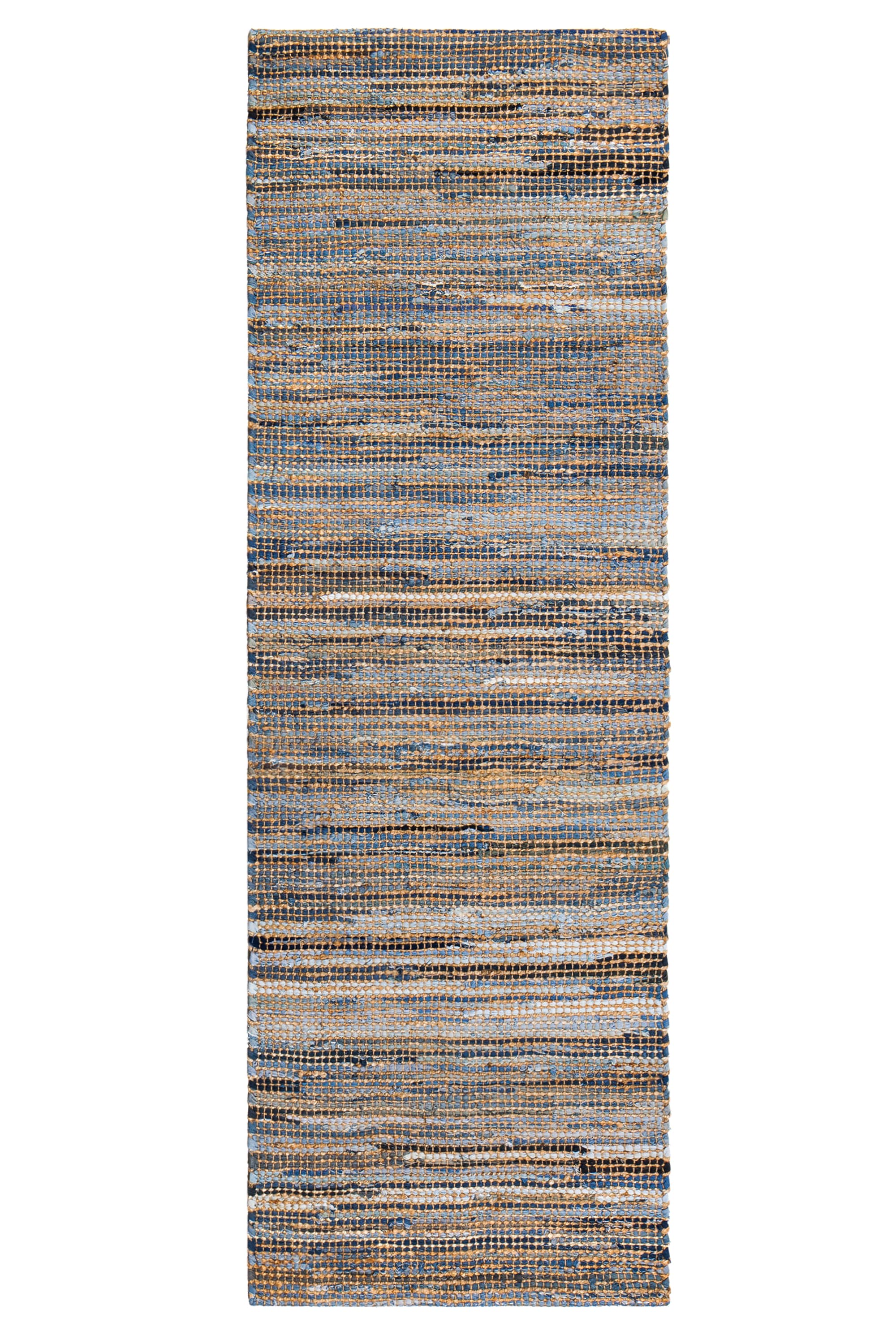 Handmade Reversible Blue Denim & Jute Chenille Area Rug