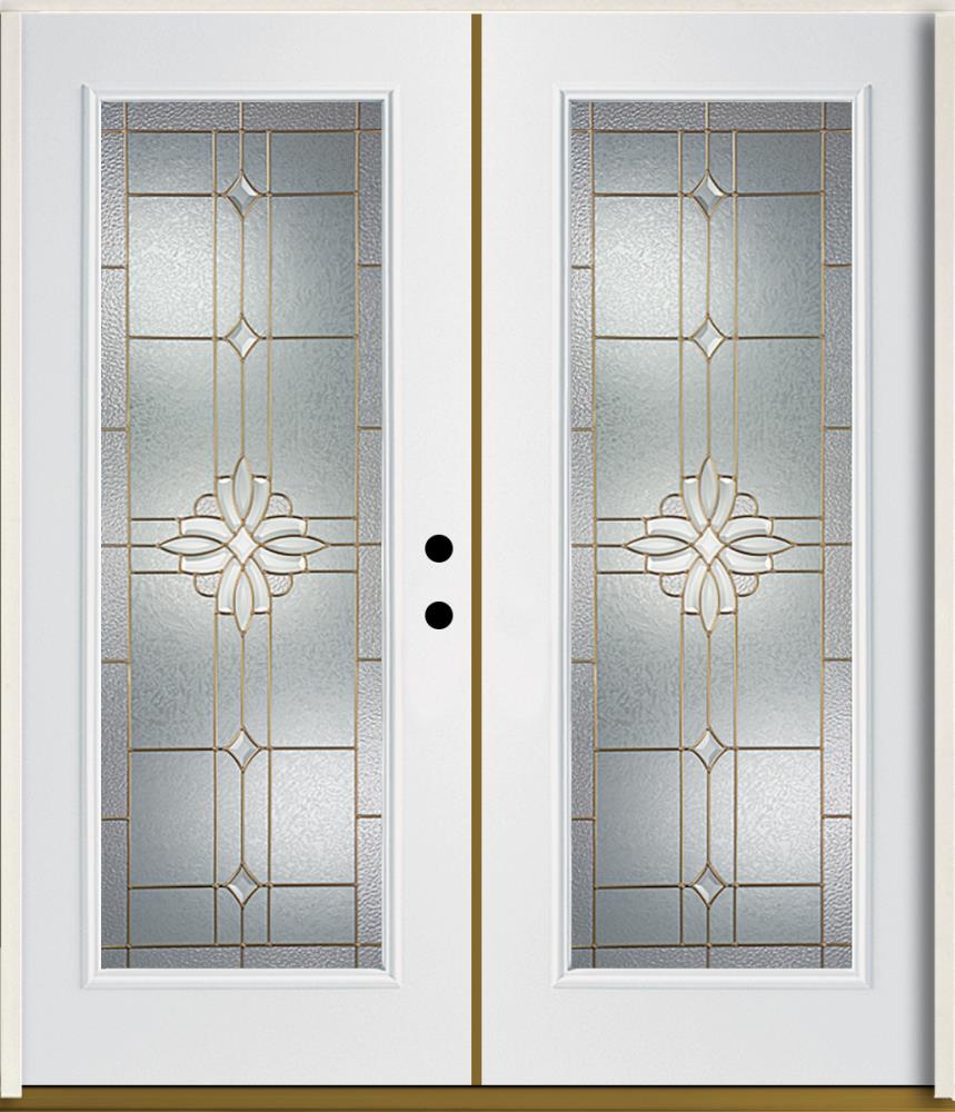 RELIABILT LO841789 Laurel 72-in x 80-in x Fiberglass Full lite Left-hand inswing Modern White Painted Prehung Double Front Door Insulating core