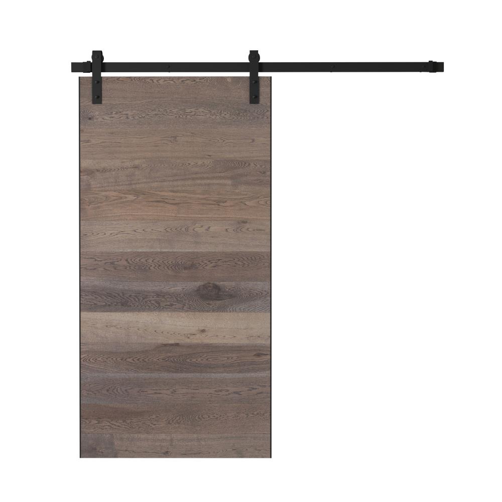 Urban Woodcraft 40-in x 83-in Oak Panel Flush Prefinished Oak Wood Single Barn Door (Hardware Included)