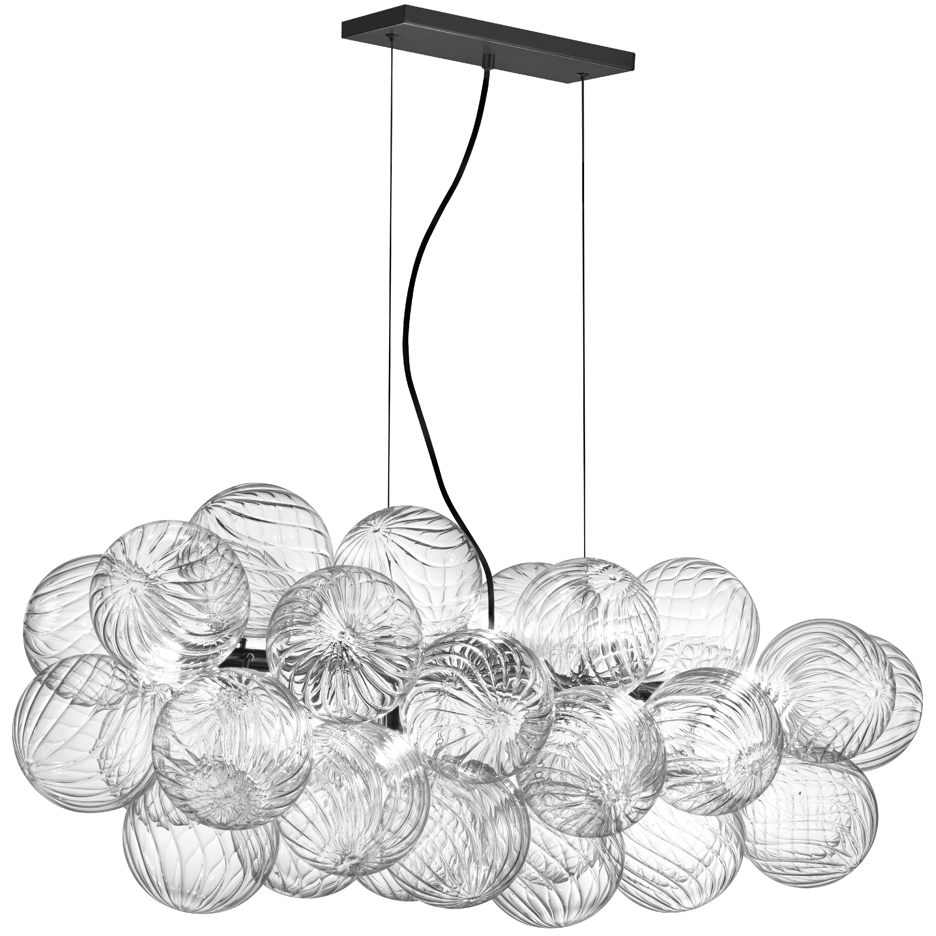 Dainolite Charlize 10 -Light Clear, Matte Black Modern/contemporary Globe Medium Hanging Pendant Light