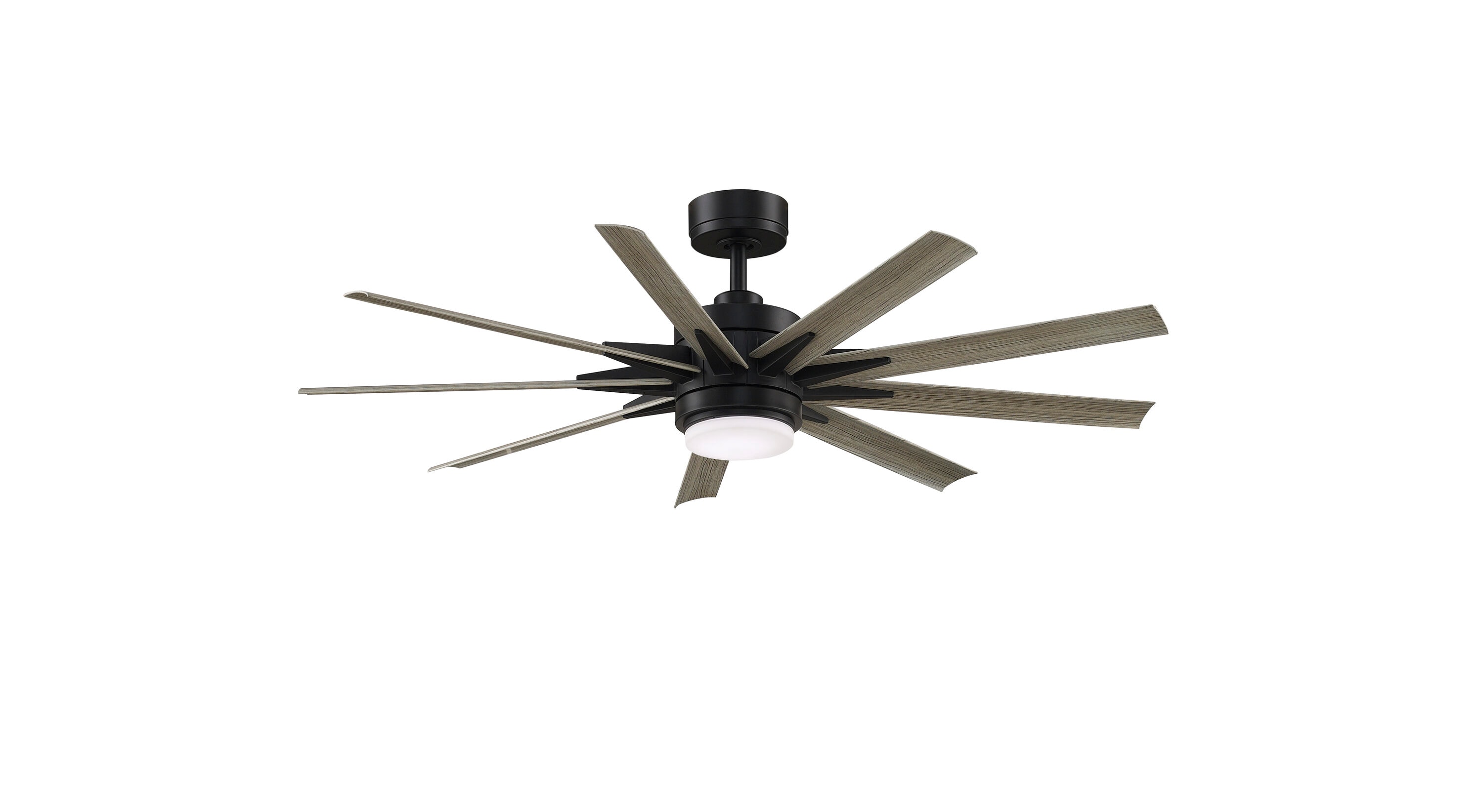 Odyn Custom 56-in Black Color-changing LED Indoor/Outdoor Smart Ceiling Fan with Light Remote (9-Blade) | - Fanimation FPD8152BLW-56WEW