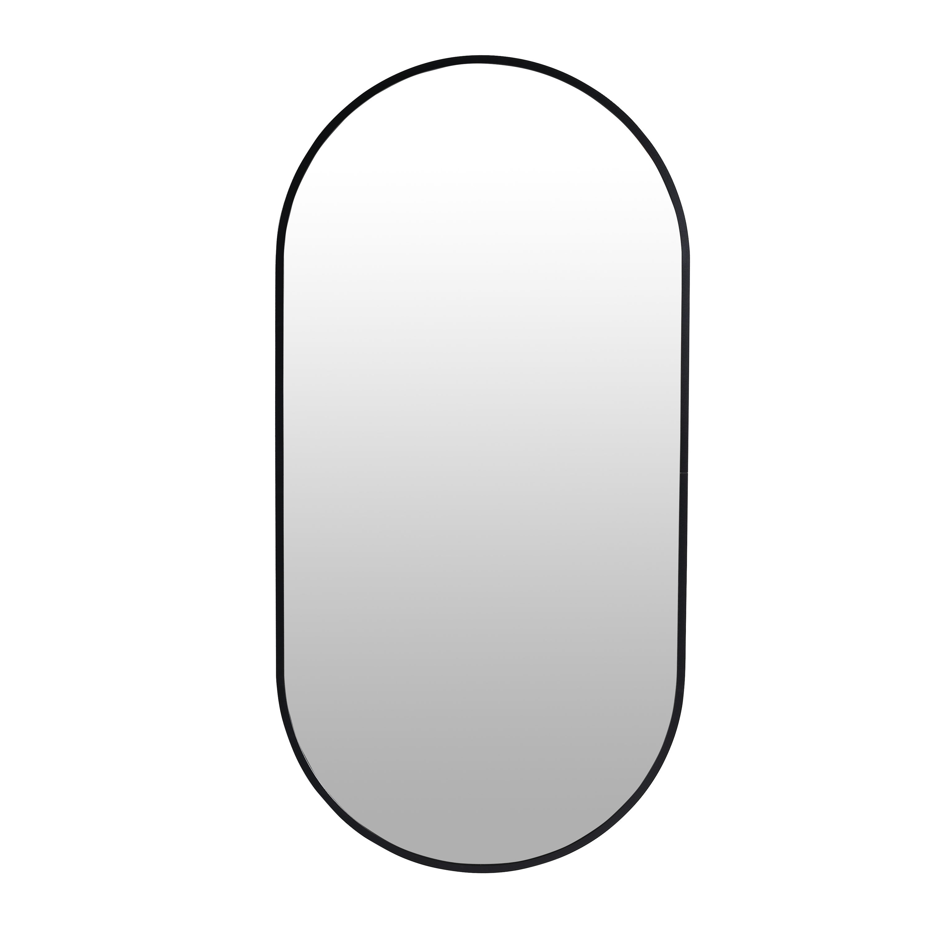 Forclover QNM-M01-1835 18-Inches x 35-Inches Framed Oval Bathroom Vanity Mirror ( Black )