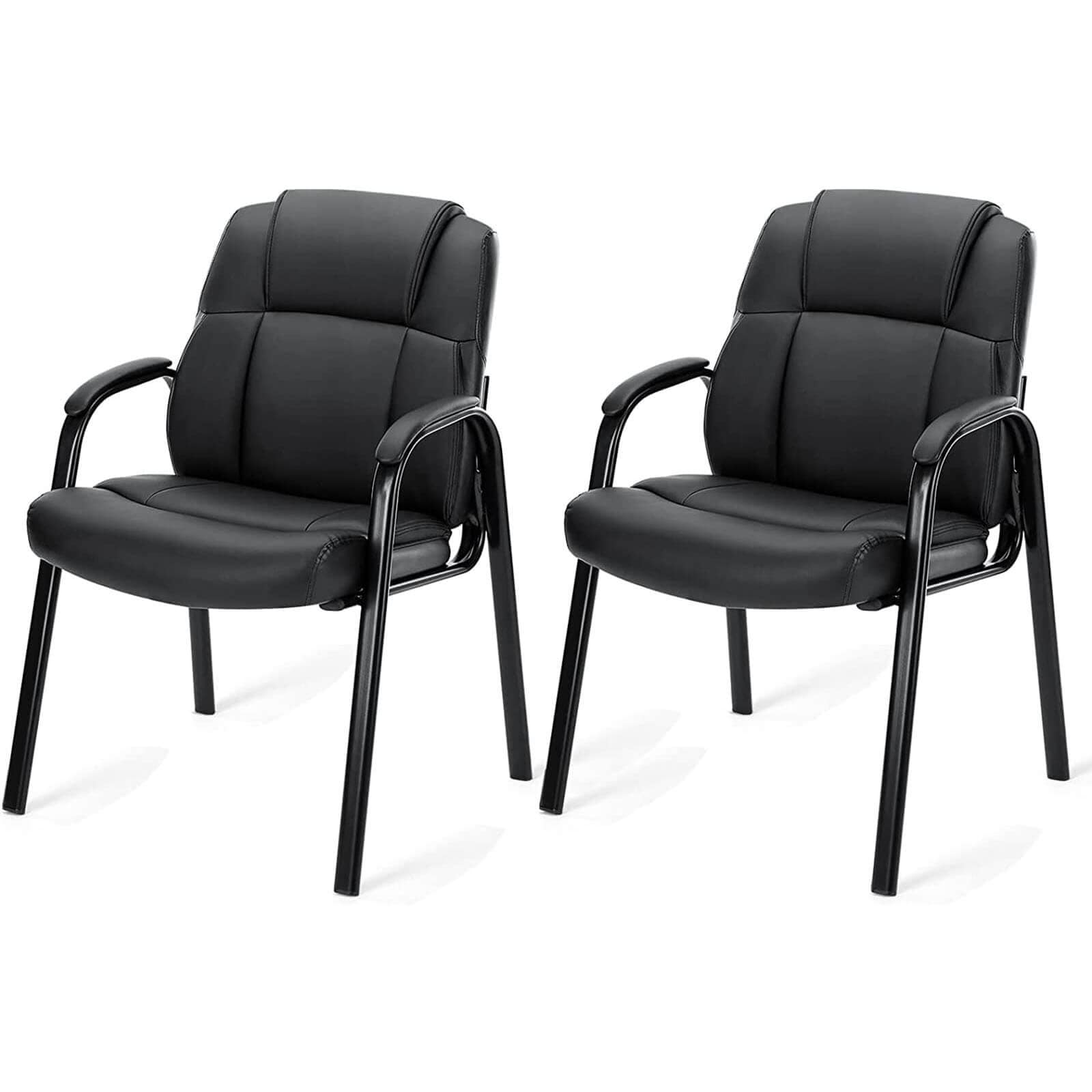 Flynama L-127272 Office Chairs, Set of 2 Modern Black Faux leather Accent Chair