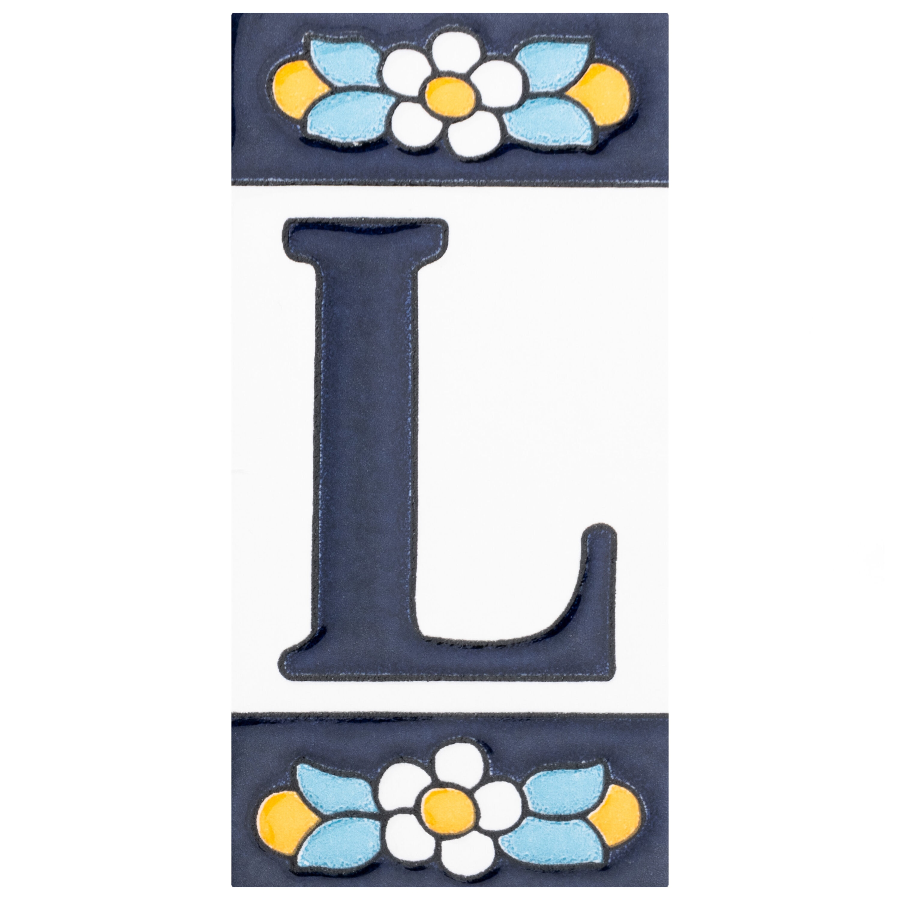 Sevillano Flora Address Letters L Glossy Ceramic Sill Tile