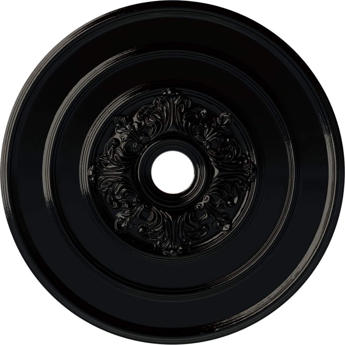 Ekena Millwork CM26TABPS Traditional with Acanthus Leaves 26-in W x 26-in L Painted Black Pearl Polyurethane Whole Ceiling Medallion