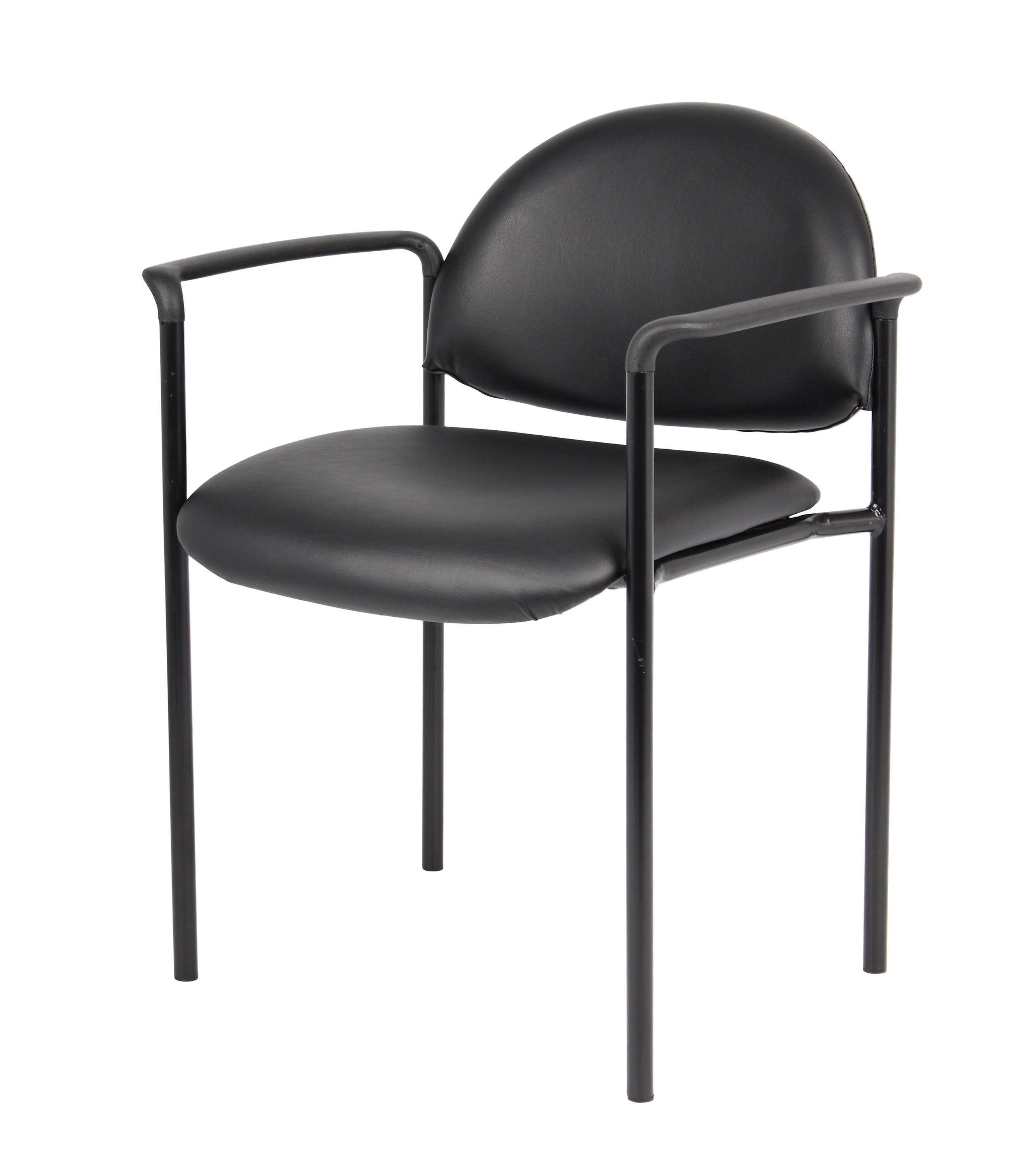Contemporary Black Caressoft Stacking Chair with Metal Frame