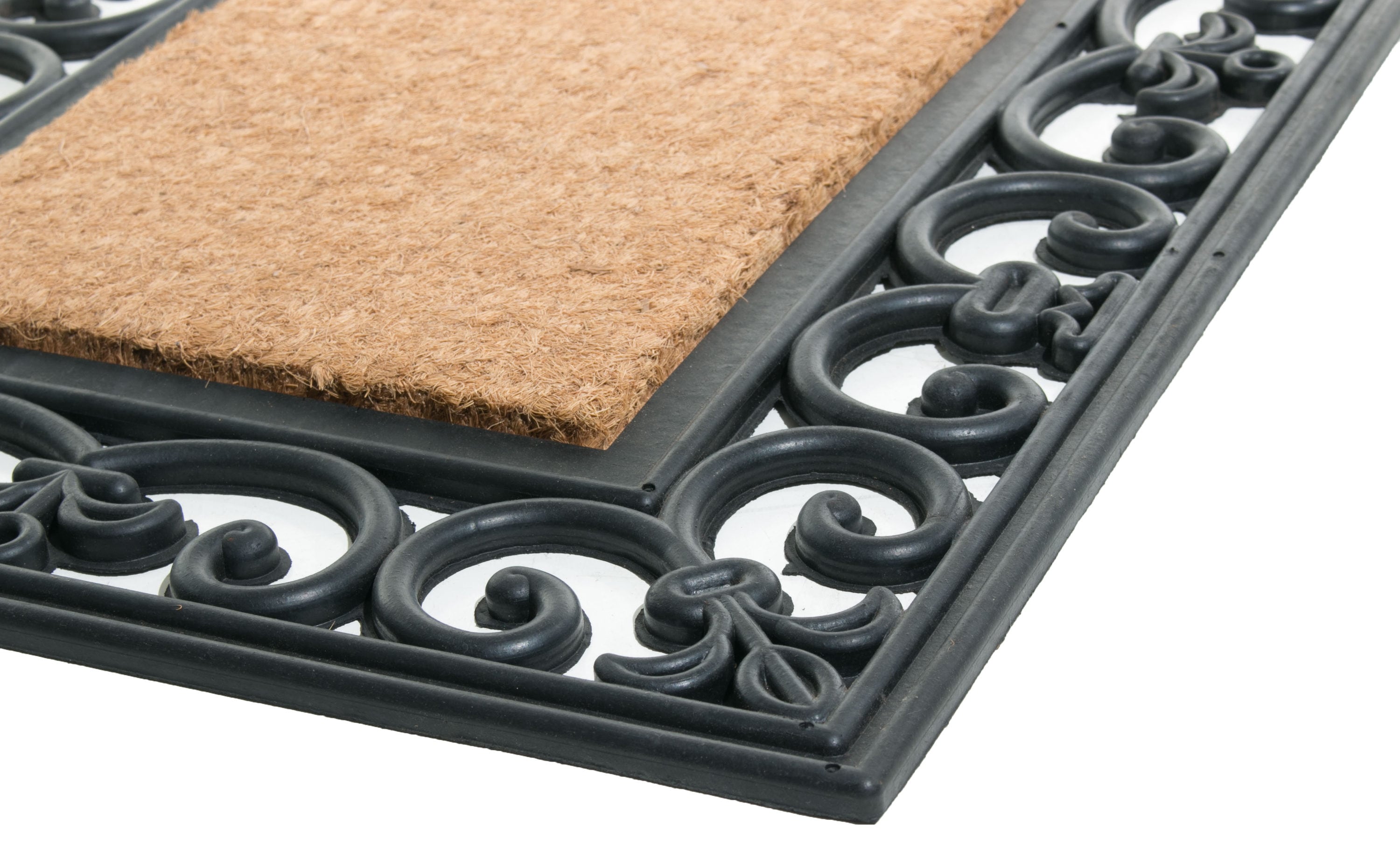 Brown and Black Coir Rubber Outdoor Non-Slip Door Mat