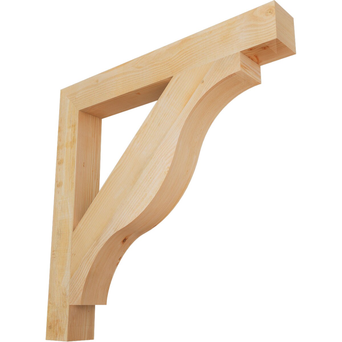 Ekena Millwork BKT06X48X48FST05RDF Funston Block Rough Sawn 6-in x 48-in x 48-in Douglas fir Brown Wood Standard bracket