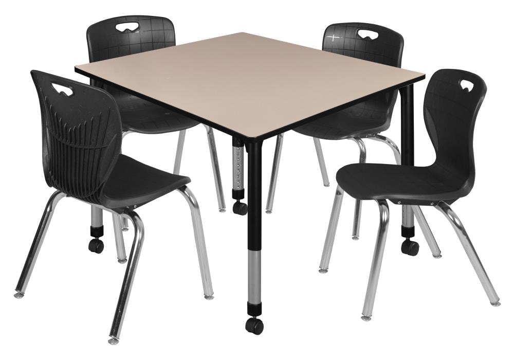 Regency TB4848BEAPCBK40BK Classroom Tables Off-White 4-Person Training Table (48-in W x 34-in H)