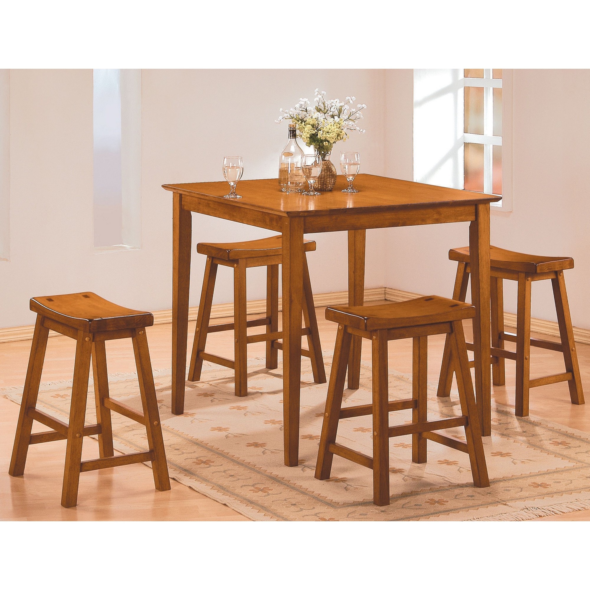 Saddle Style 24" Backless Solid Wood Bar Stool in Brown