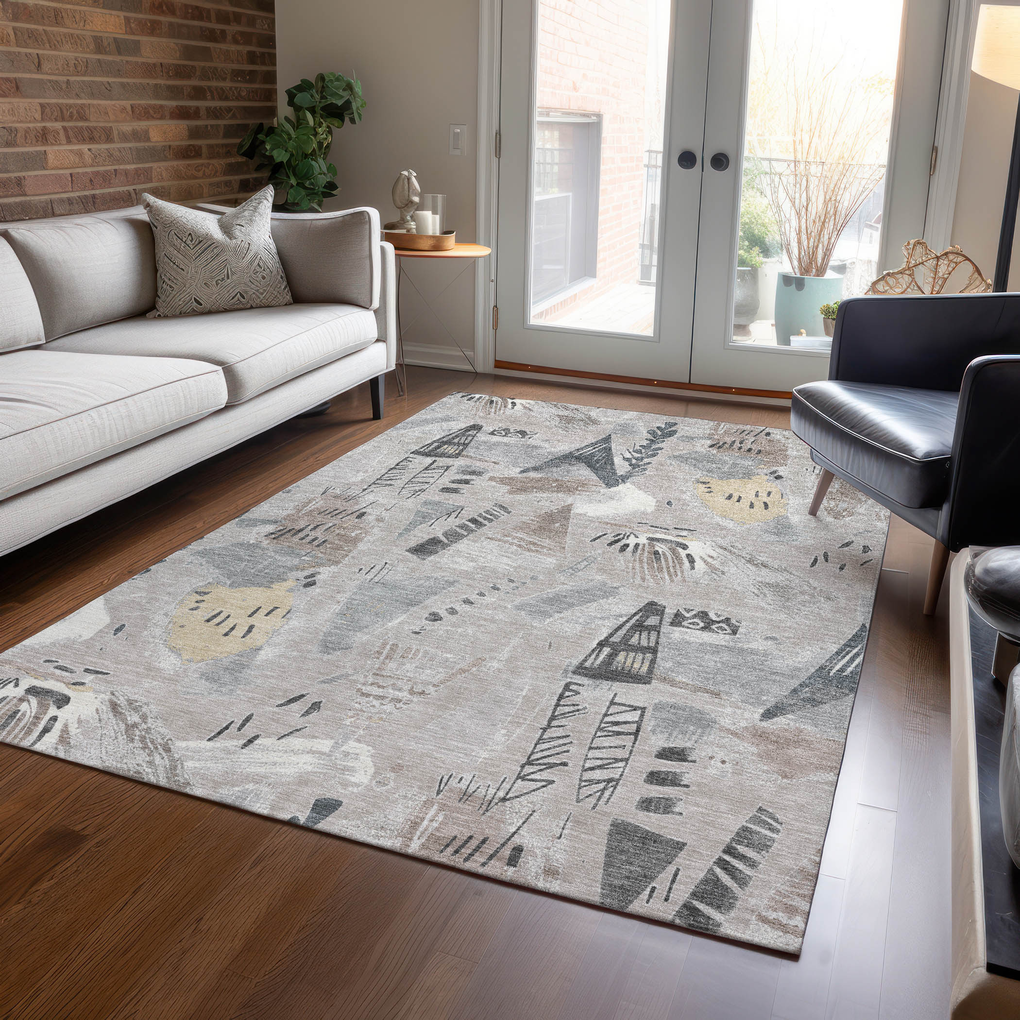 Addison Rugs ACN1580TP30X46 Chantille ACN1580TP 2 x 3 (ft) Polyester Taupe Rectangular Indoor/Outdoor Geometric Machine washable Area rug
