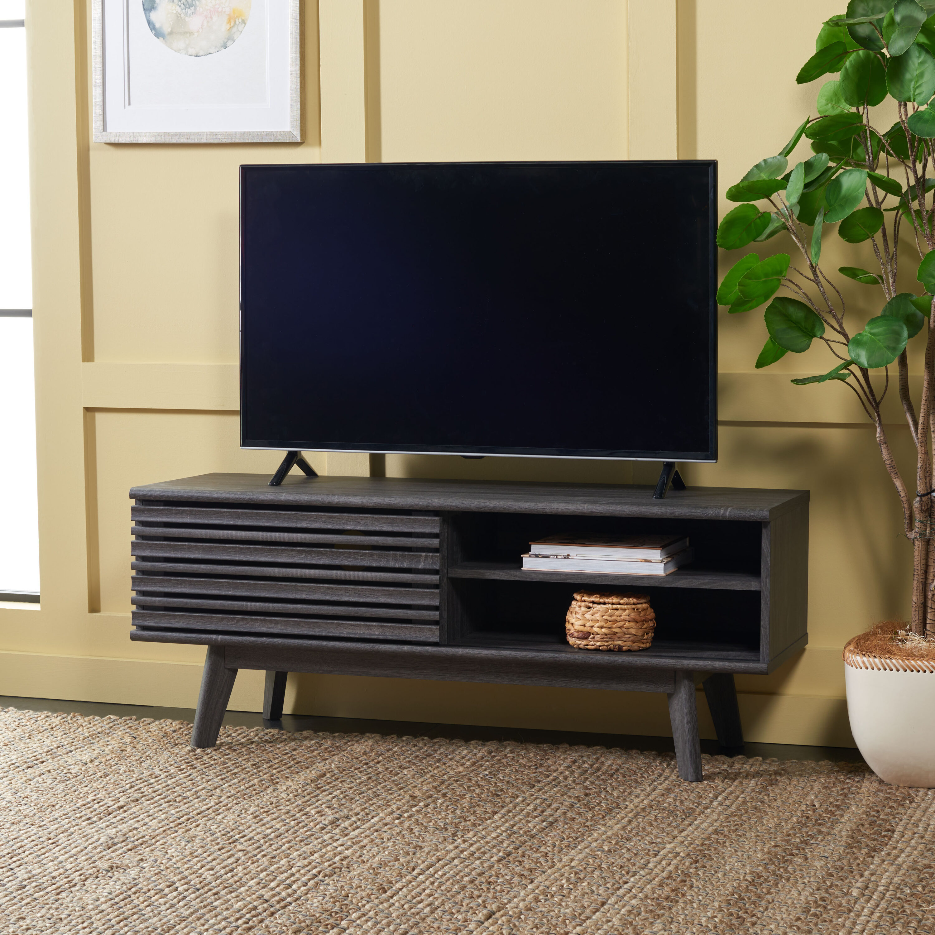 Safavieh MED9600E Aurelio Distressed Black Casual MDF Media Cabinet