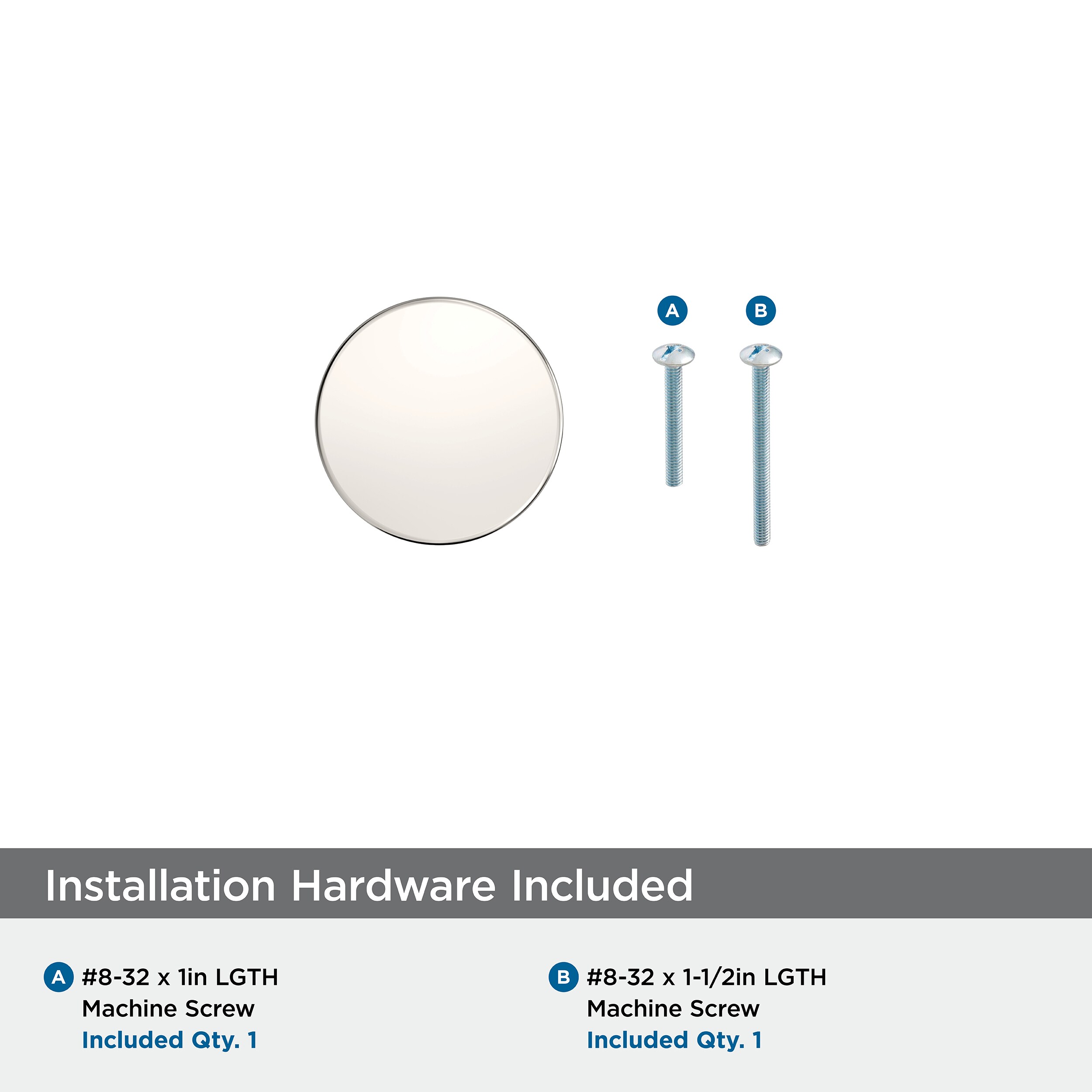 Versa Polished Nickel Round Cabinet Knob with Mounting Hardware