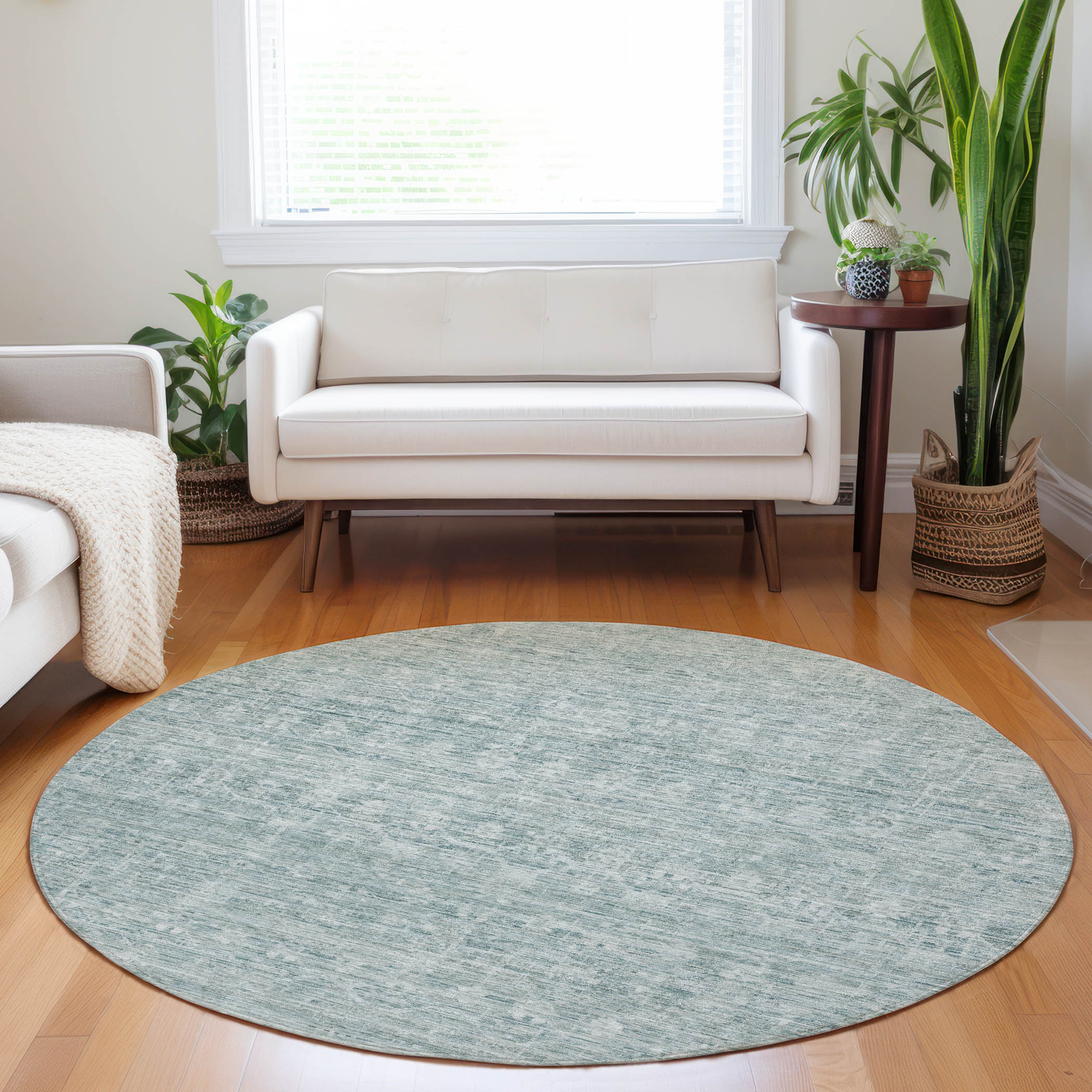 Addison Rugs ACN1746TQ8RO Chantille ACN1746TQ 8 x 8 (ft) Loomed Polyester Turquoise Round Indoor/Outdoor Machine washable Area rug