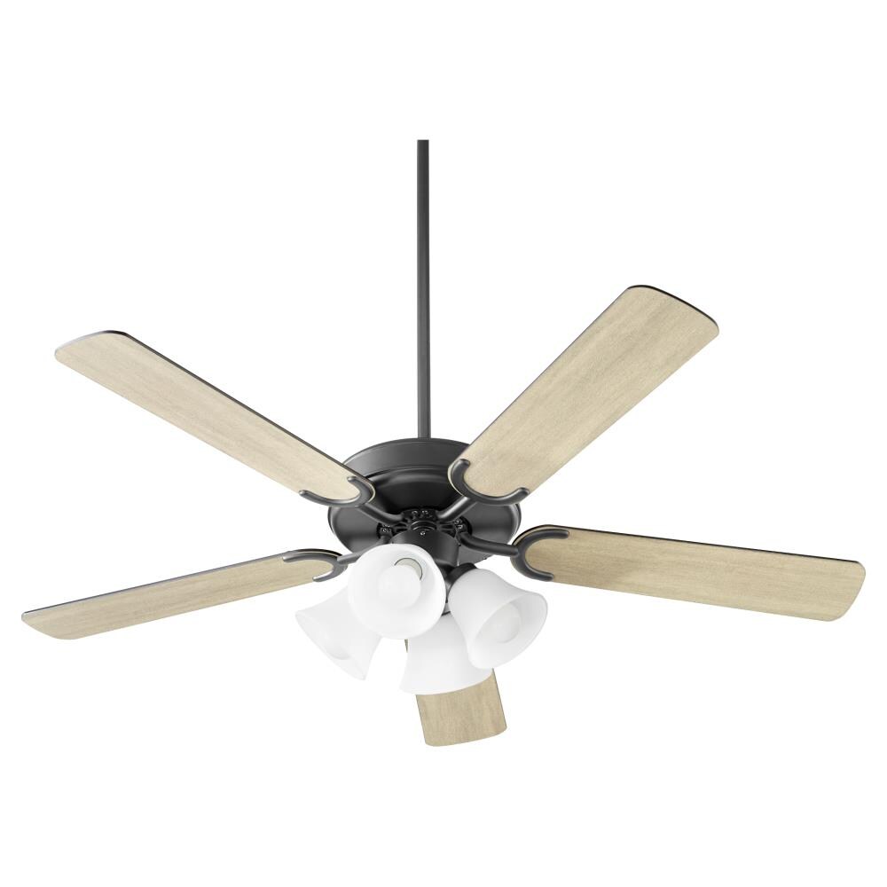 Quorum International 6525-459 Virtue 52-Inches Matte Black with Matte Black Blades Indoor Downrod mount Standard Ceiling Fan With Light ( 5 -Blade)