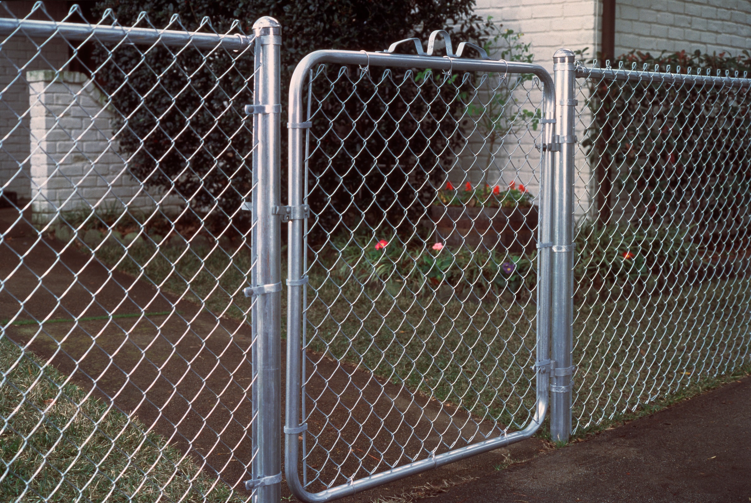 4-ft H x 4-ft W Galvanized Steel Walk-thru Chain Link Fence Gate with Mesh Size 2.375-in in the Chain Link Fencing department at Lowes