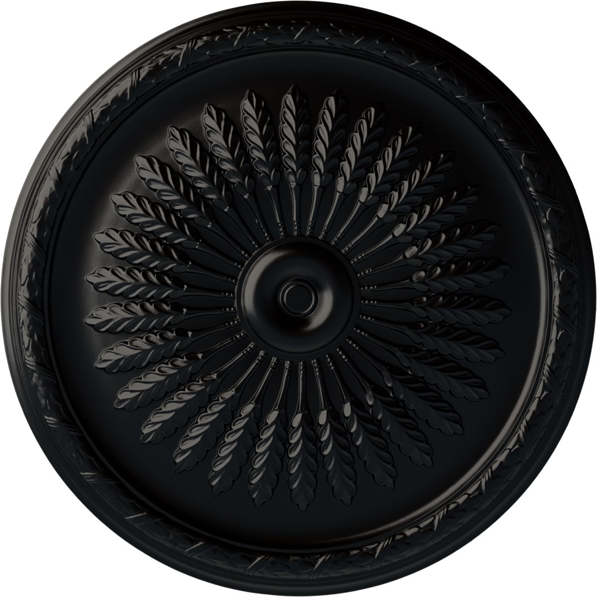 Ekena Millwork CM36JUBLF Juniper 36-in W x 36-in L Painted Jet Black Polyurethane Whole Ceiling Medallion