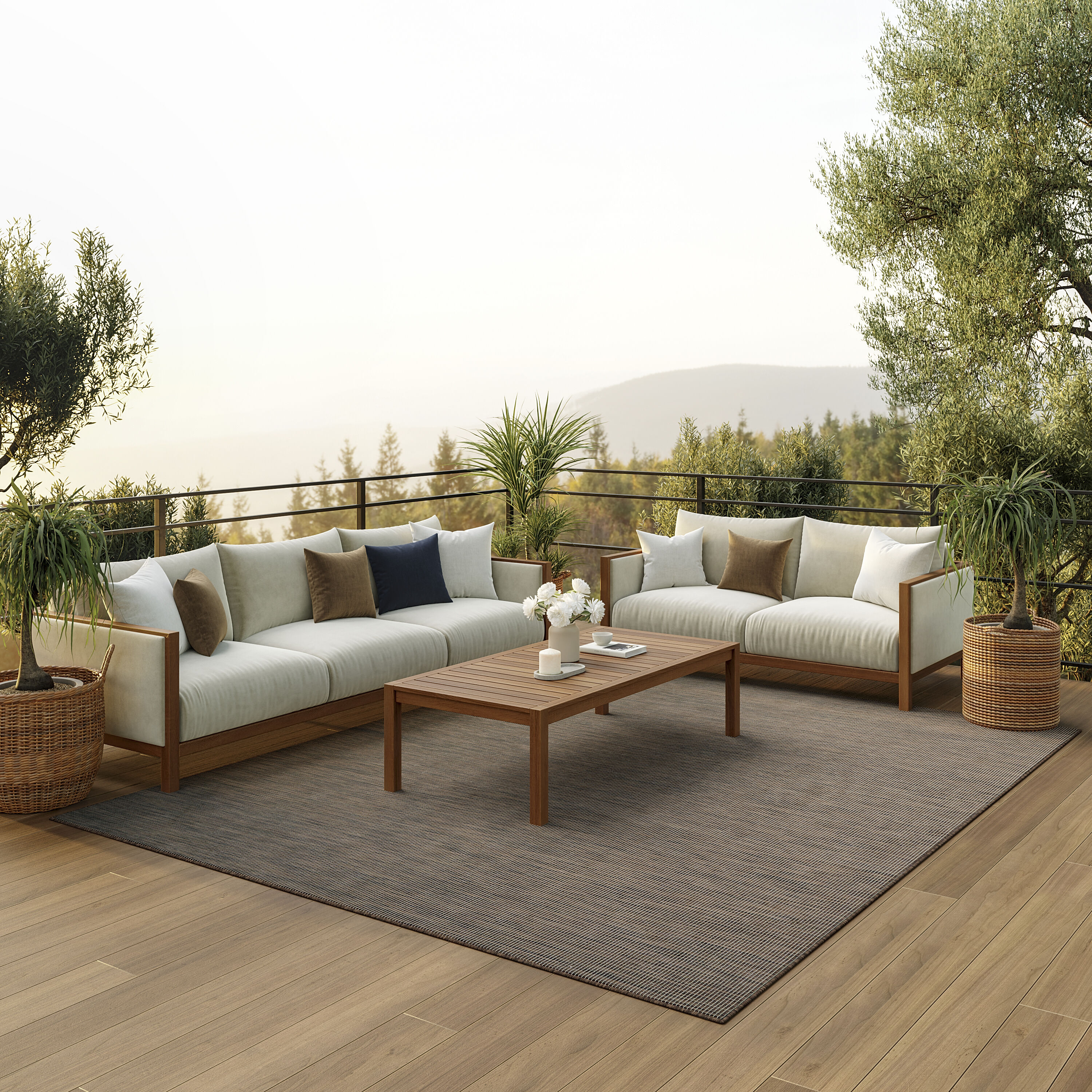 Nourison 99446791825 Positano 8 x 10 (ft) Loomed Polypropylene Natural Rectangular Indoor/Outdoor Solid Area rug