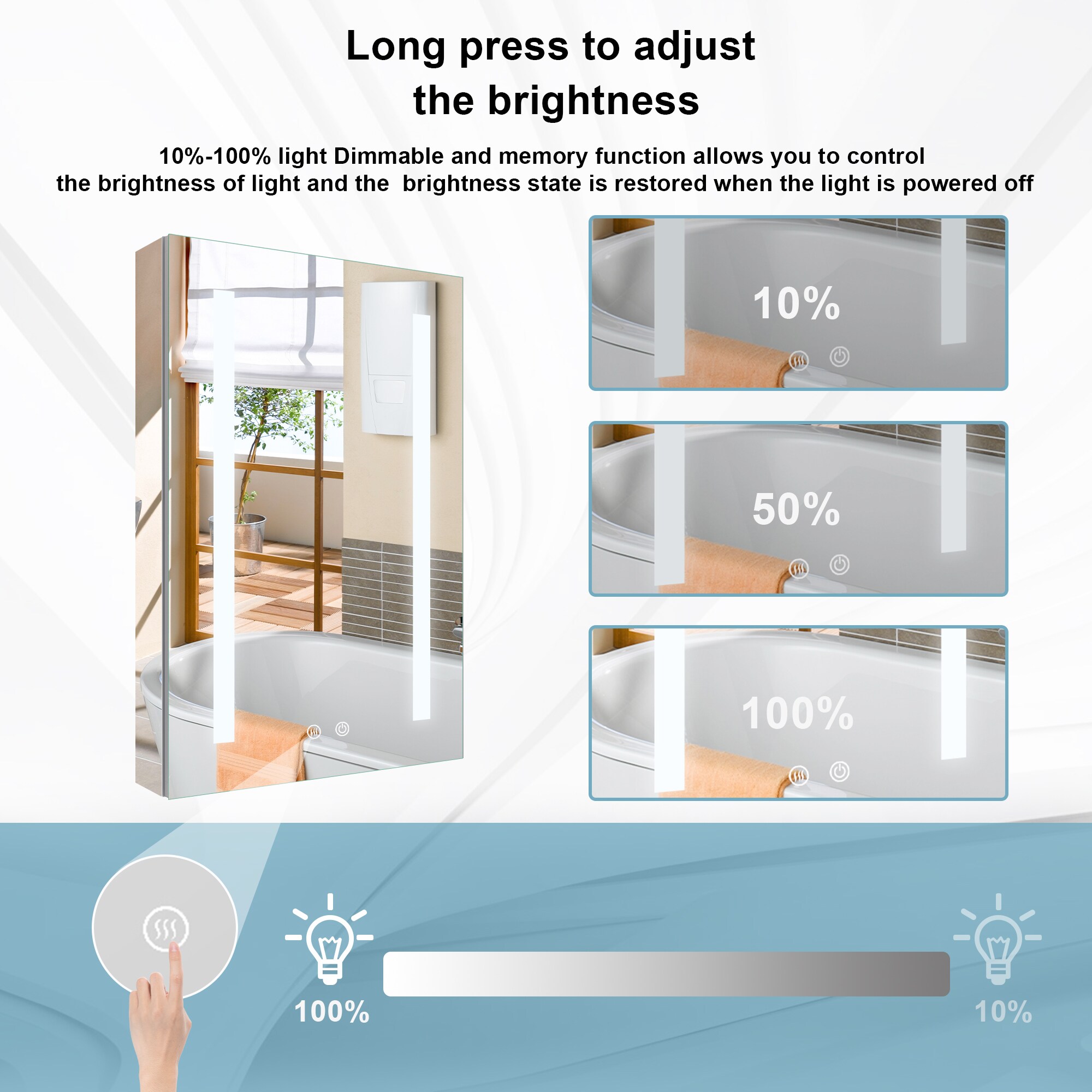 Forclover Dimmable Mirrored LED Bathroom Medicine Cabinet 20-in x 30-in ...