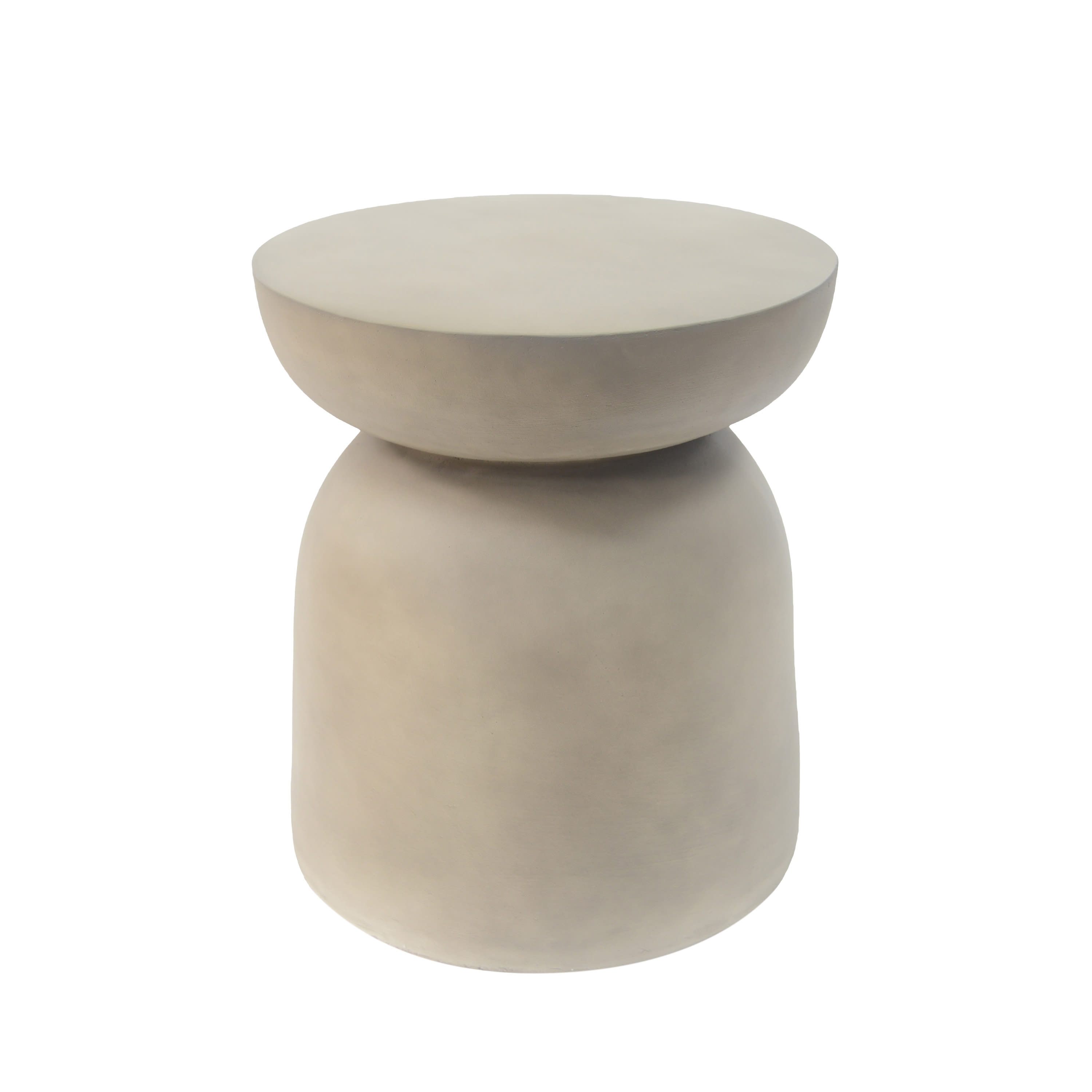 Vynxaria - Light Gray Round Drum Magnesium Oxide Single-Piece Indoor Outdoor Accent Side Table