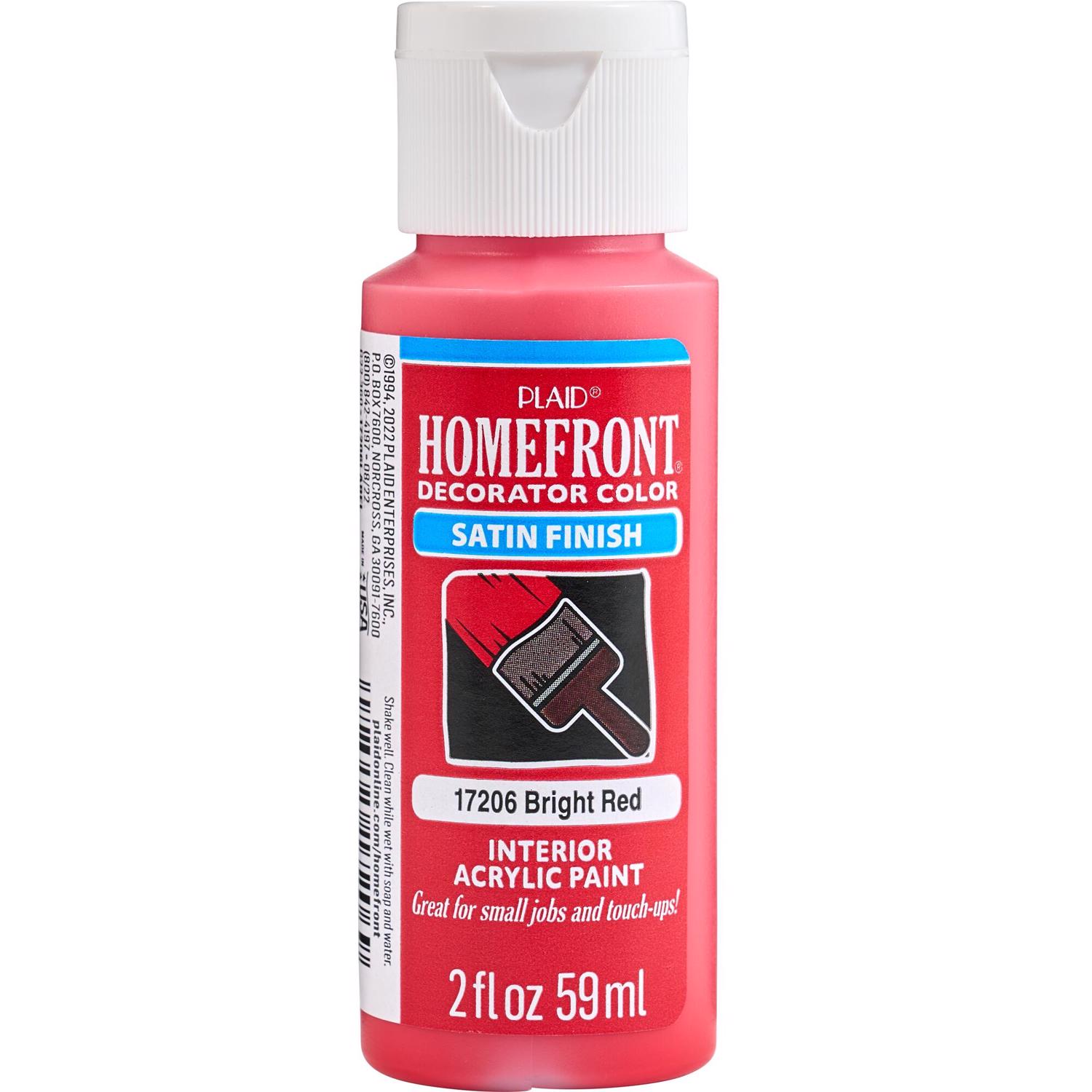 Plaid Homefront Decorator Color Satin Bright Red Hobby Paint 2 oz (Pack 3)