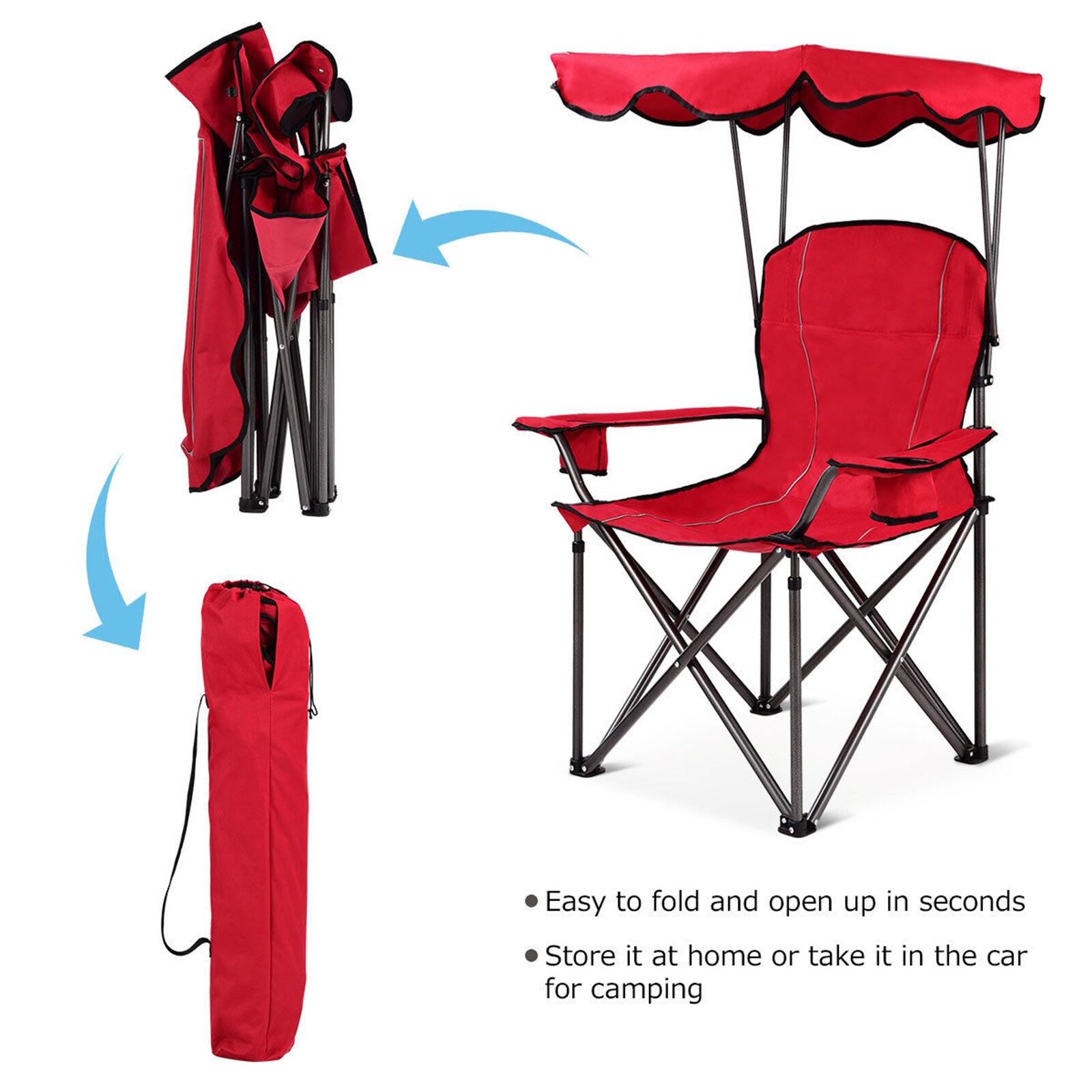 WELLFOR DOJ3640RE Beach-Camping-Chairs - View #3