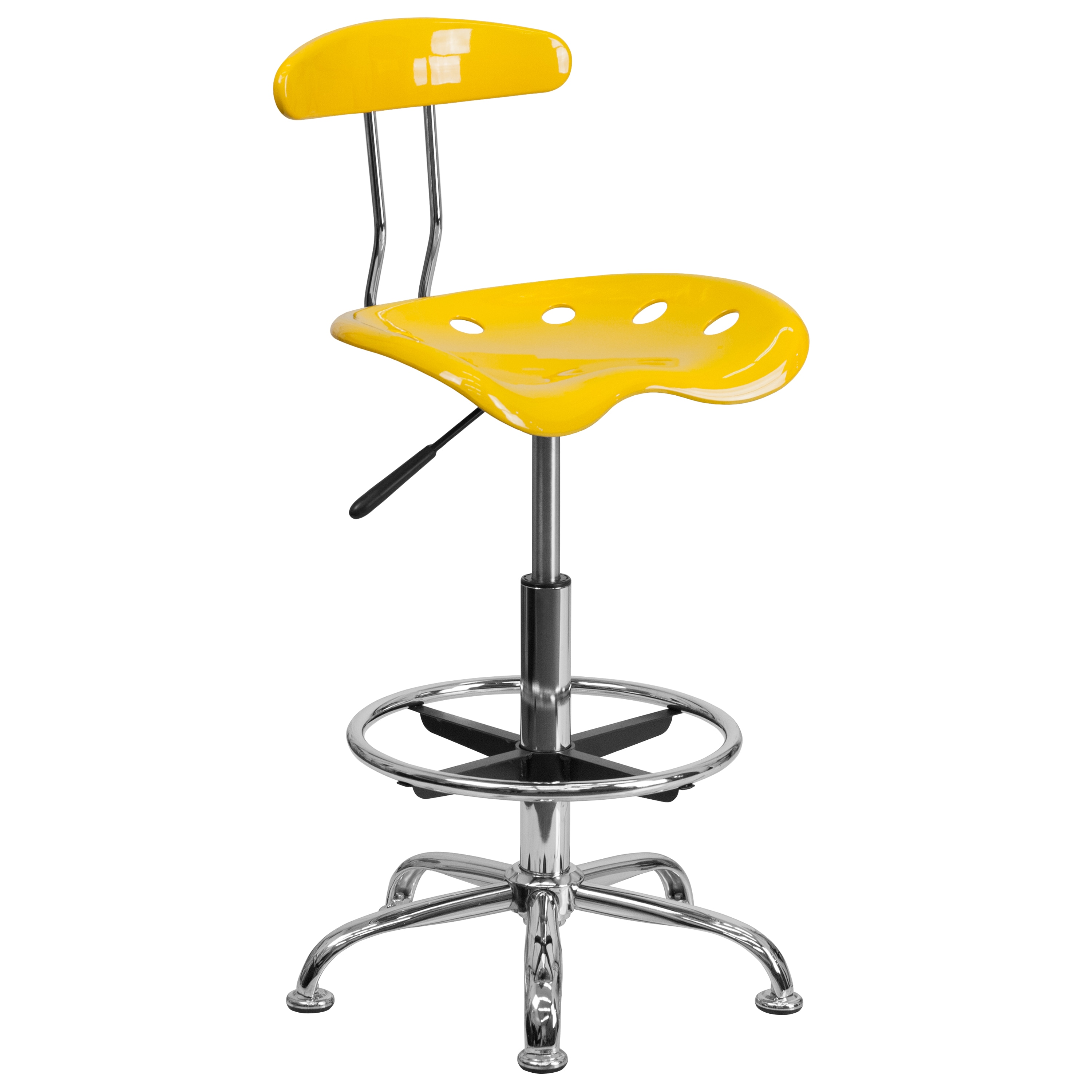 Flash Furniture 812581012163 Bradley Yellow Contemporary Adjustable Height Swivel Plastic Drafting Chair
