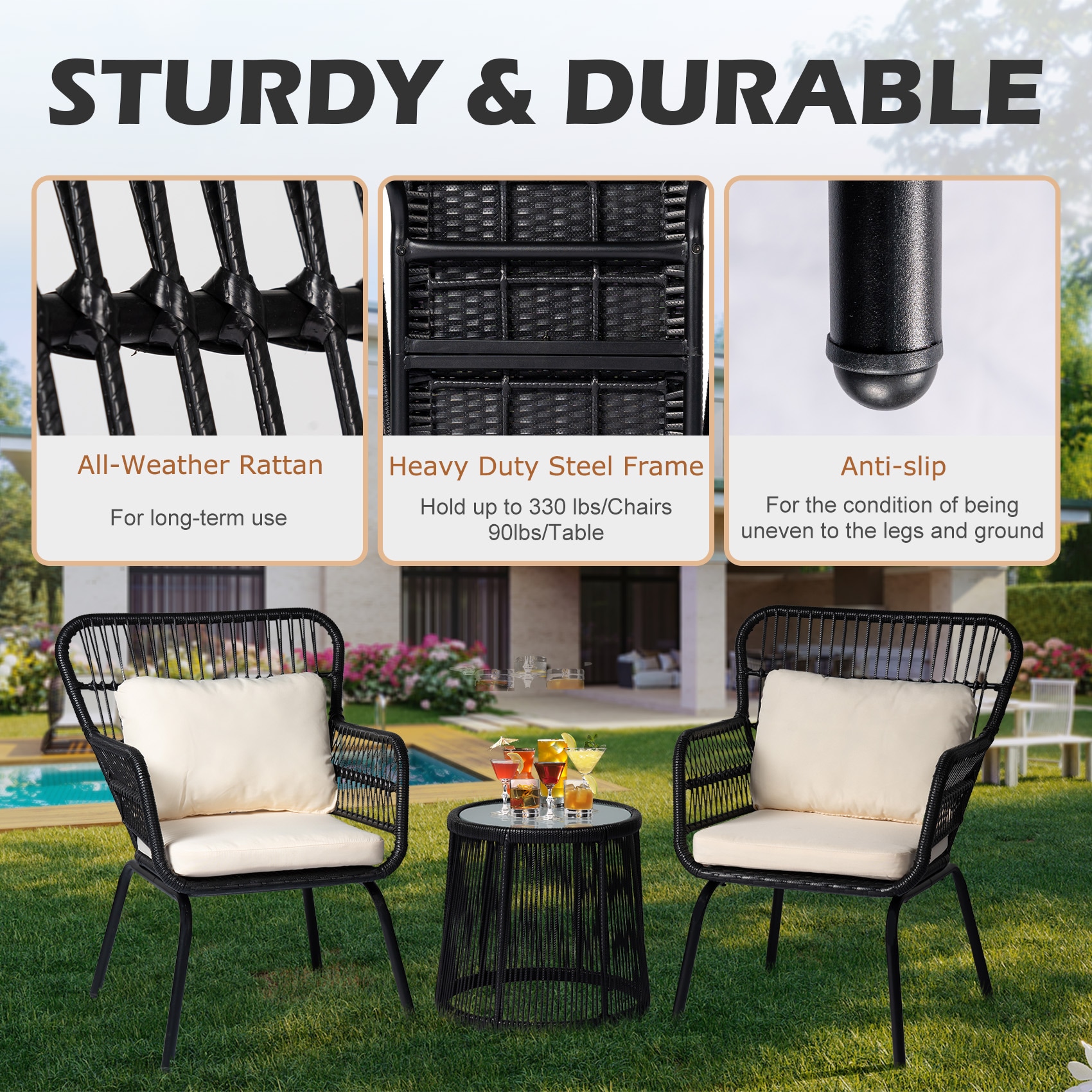 Grearden LS-NF020BLK-BG Patio-Conversation-Sets - View #4