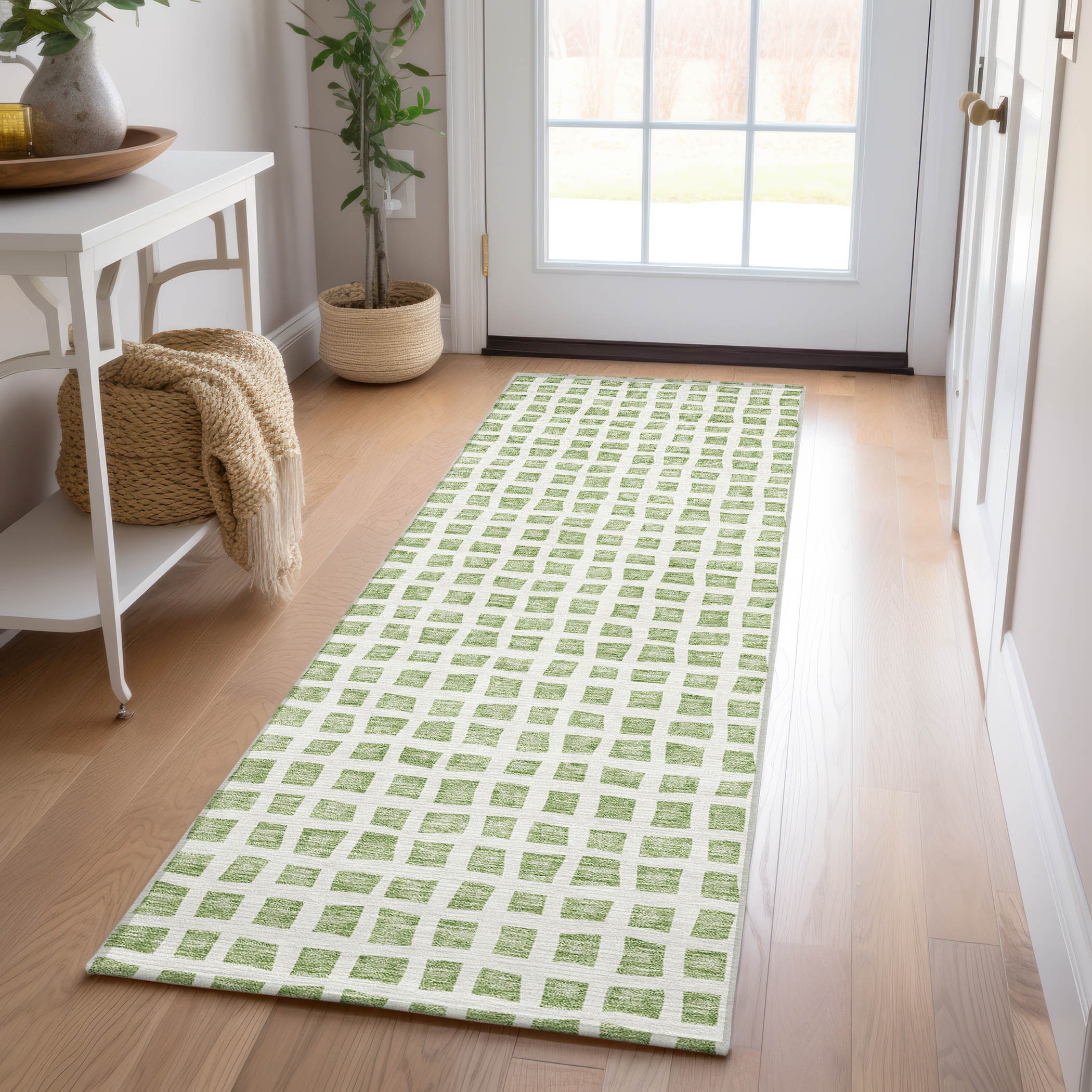 Addison Rugs ACN727AL2X8 Chantille ACN727AL 2 x 7 (ft) Polyester Aloe Rectangular Indoor/Outdoor Geometric Machine washable Area rug