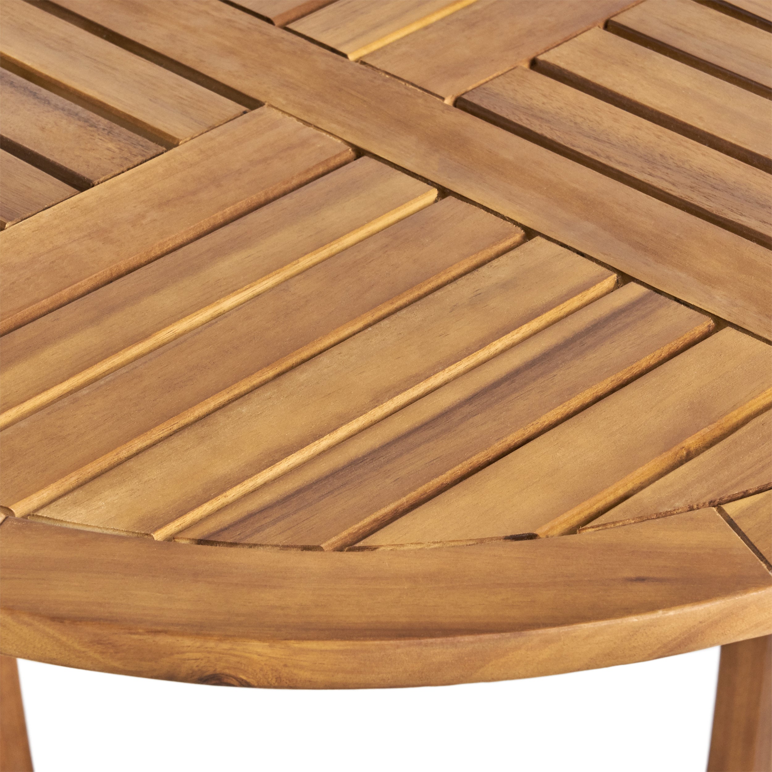 Teak and Cream Acacia Wood 3-Piece Outdoor Bistro Set