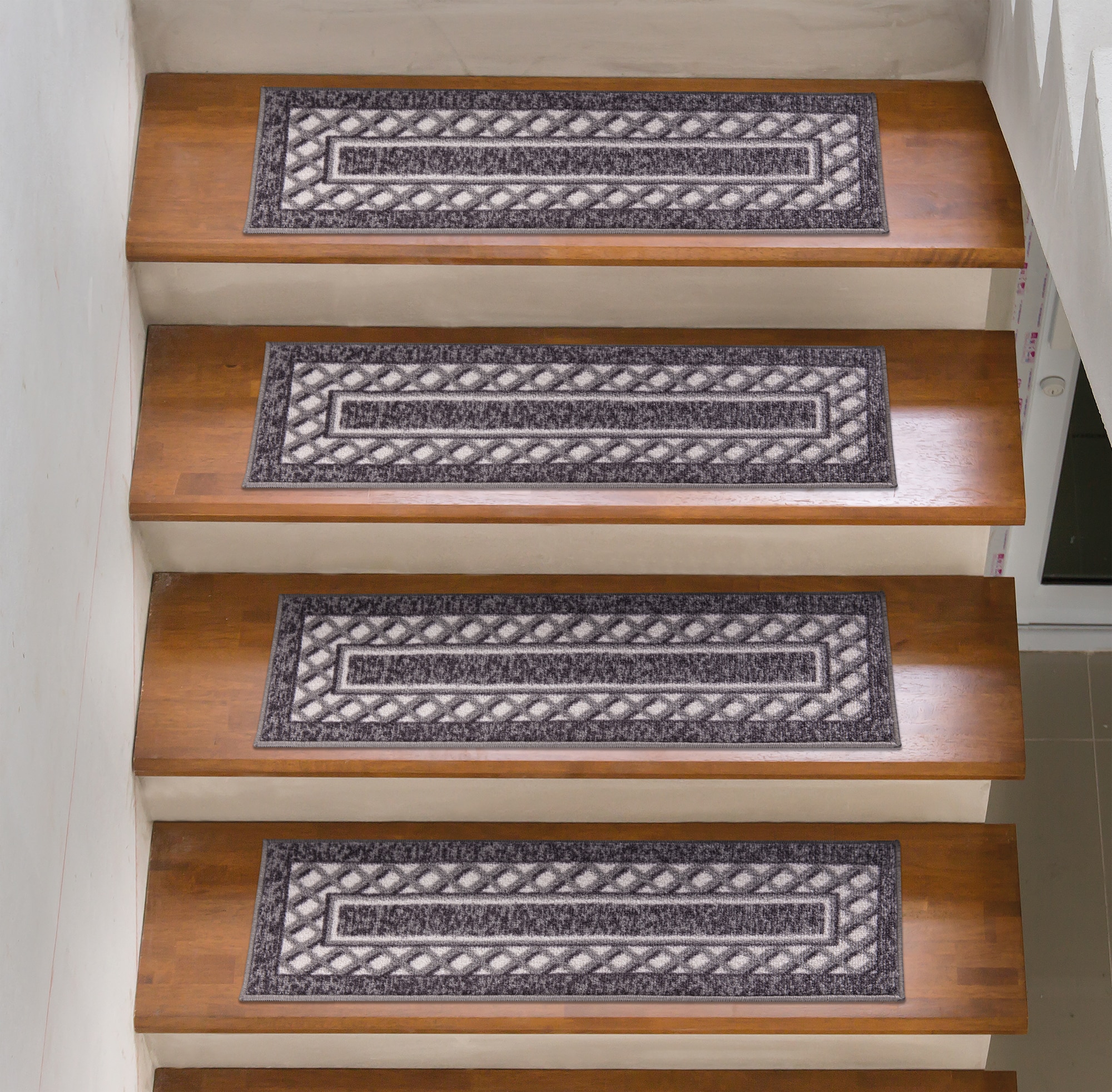 Ottomanson Non-slip Stair Mat 7 Pack 1 X 2 (ft) Black Indoor Border 