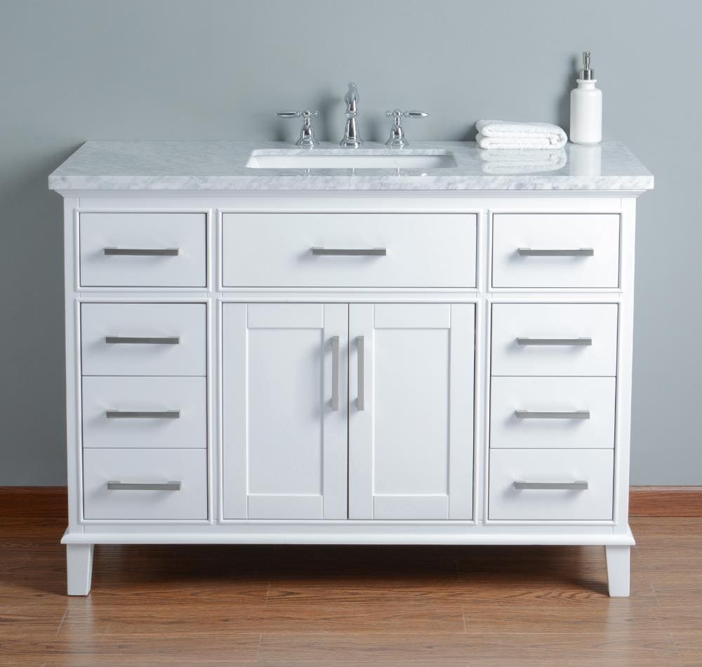 Stufurhome 48-in White Undermount Single Sink Bathroom Vanity with ...