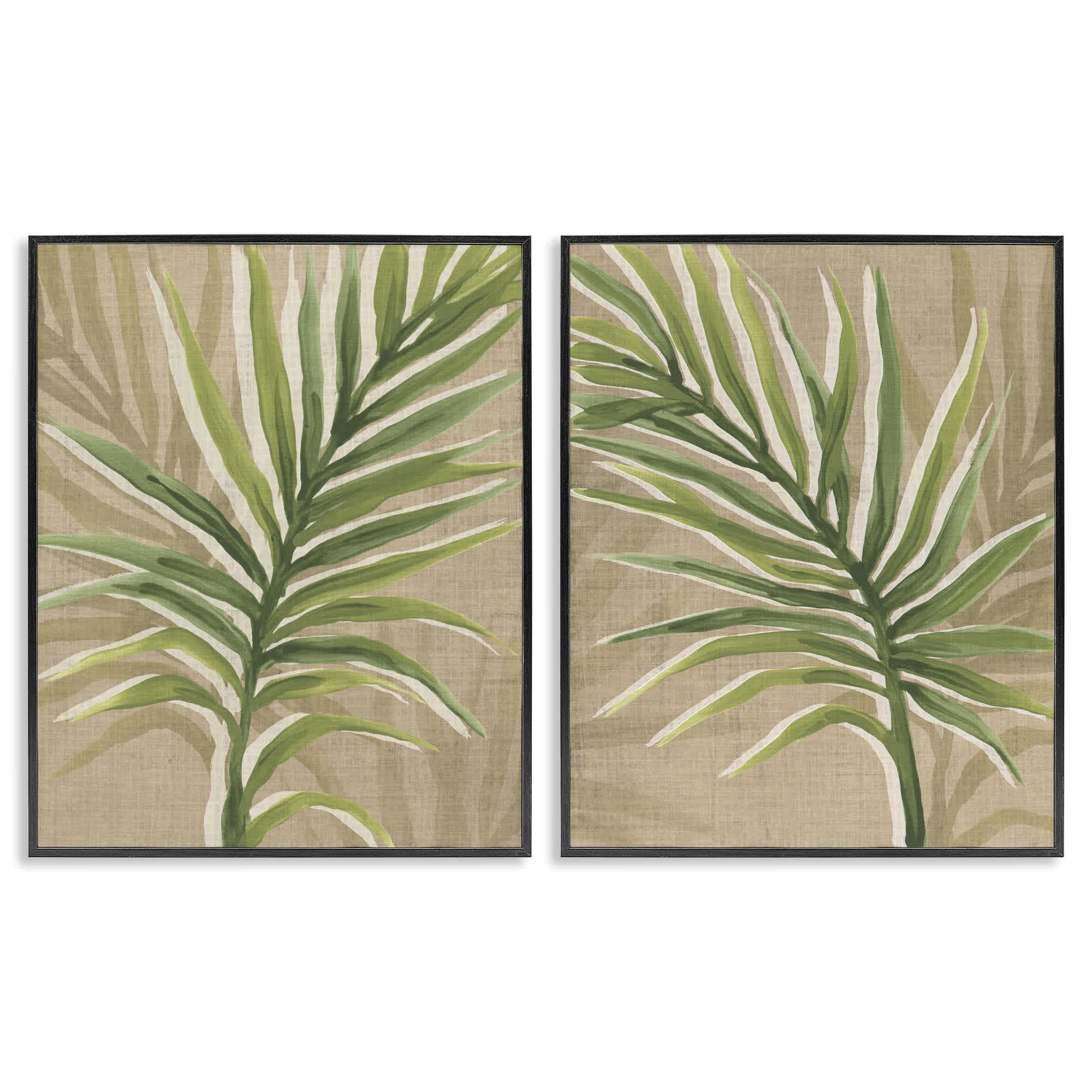 Stupell Industries B2-767-FR-2PC-11X14 Natural Palm Leaves 2 Piece Black Framed Giclee Art Set By June Erica Vess 11 x 14