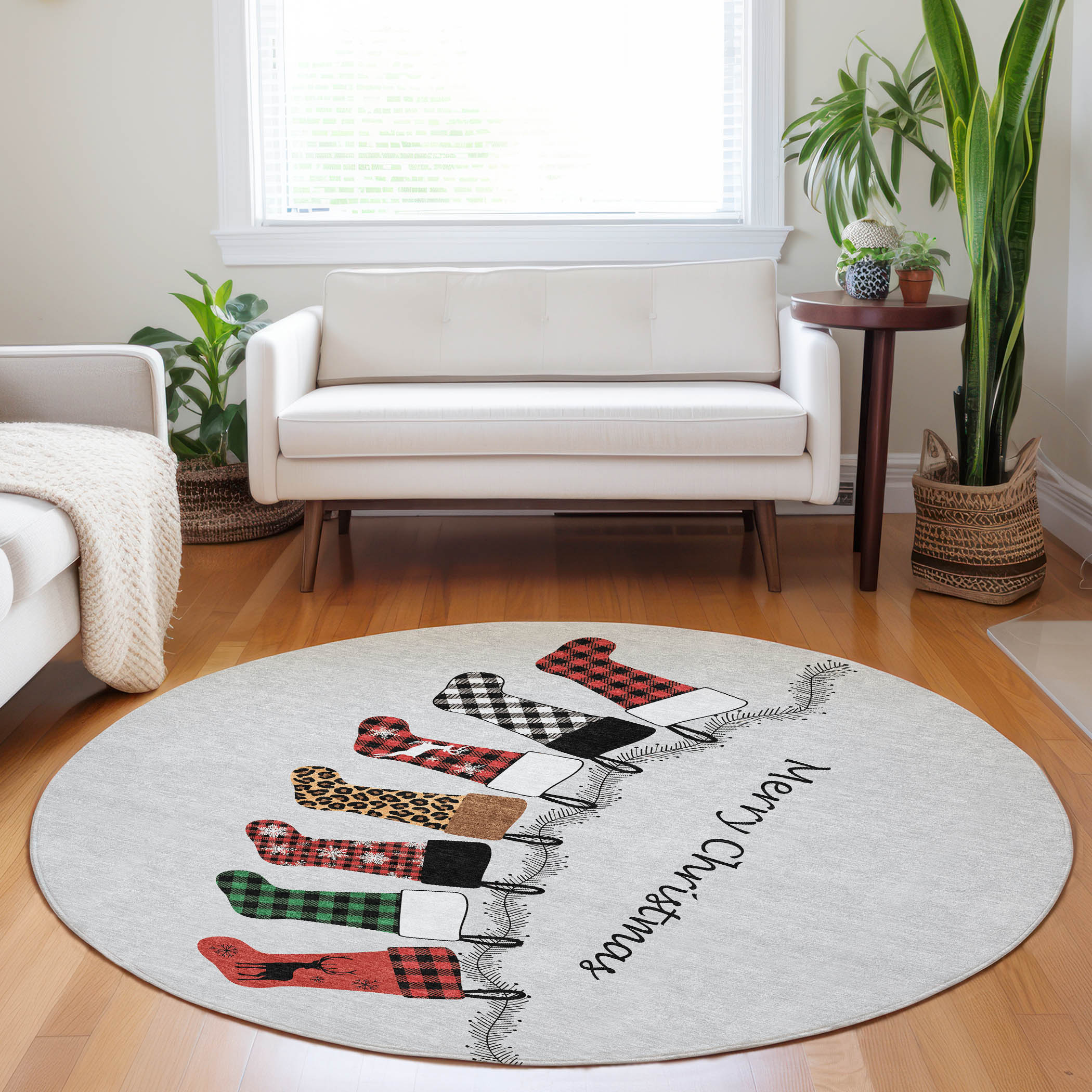 Addison Rugs AMF216GY8RO Mayfield AMF216GY 8 x 8 (ft) Loomed Polyester Gray Round Indoor Abstract Machine washable Area rug