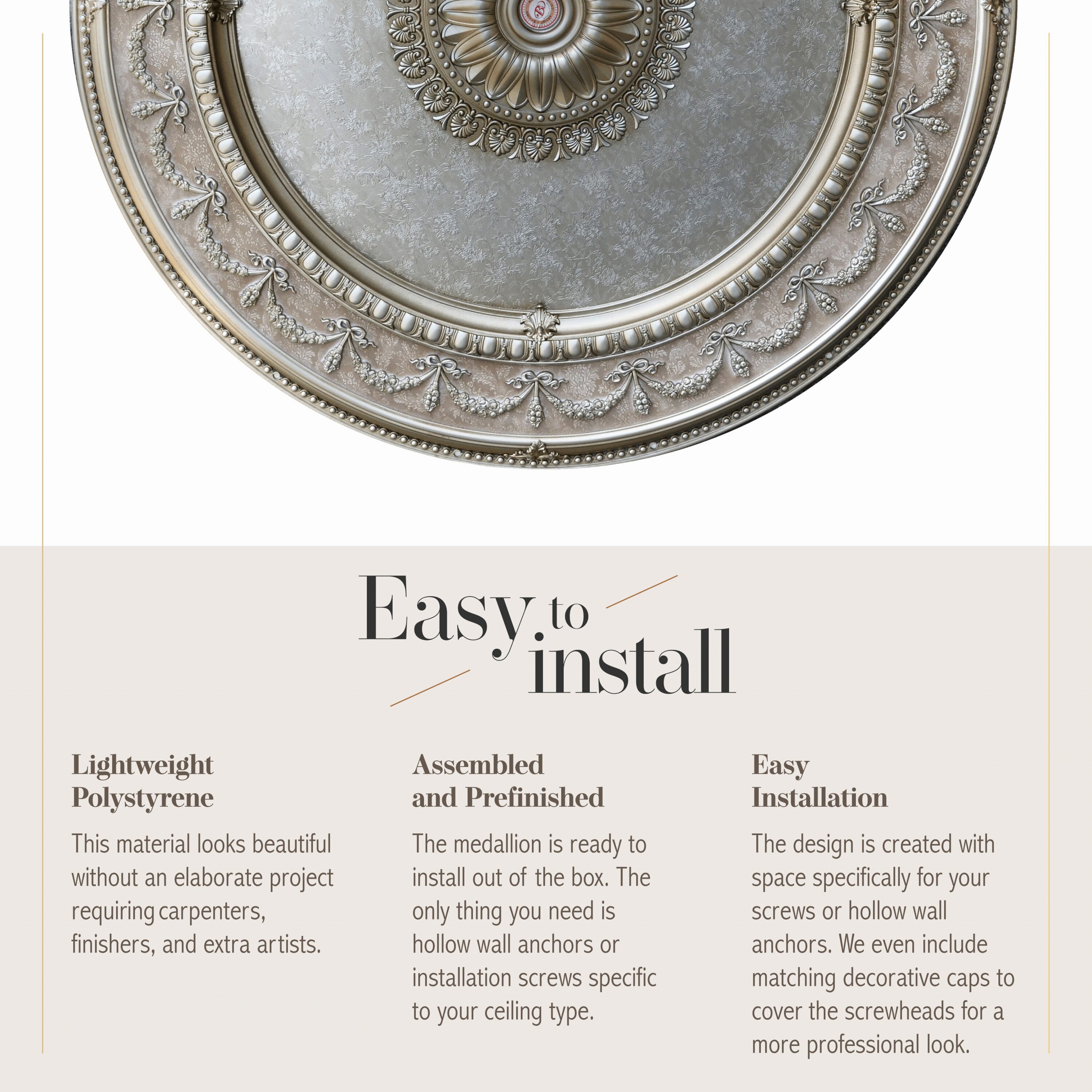Champagne Silver and Gold 63" Round Ceiling Medallion