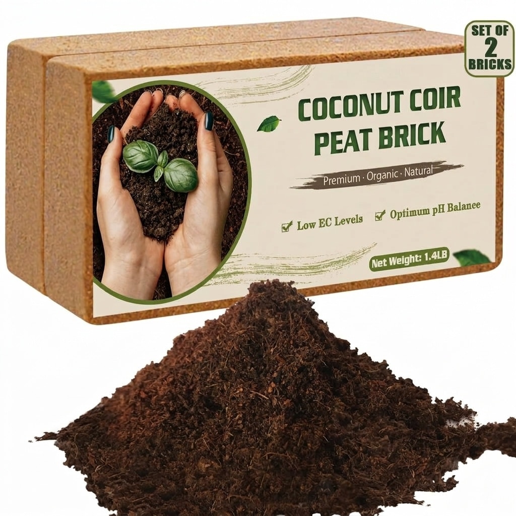 ITOPFOX - 2 pack coco coir brick organic coconut fiber growing medium for potting soil substrate...
