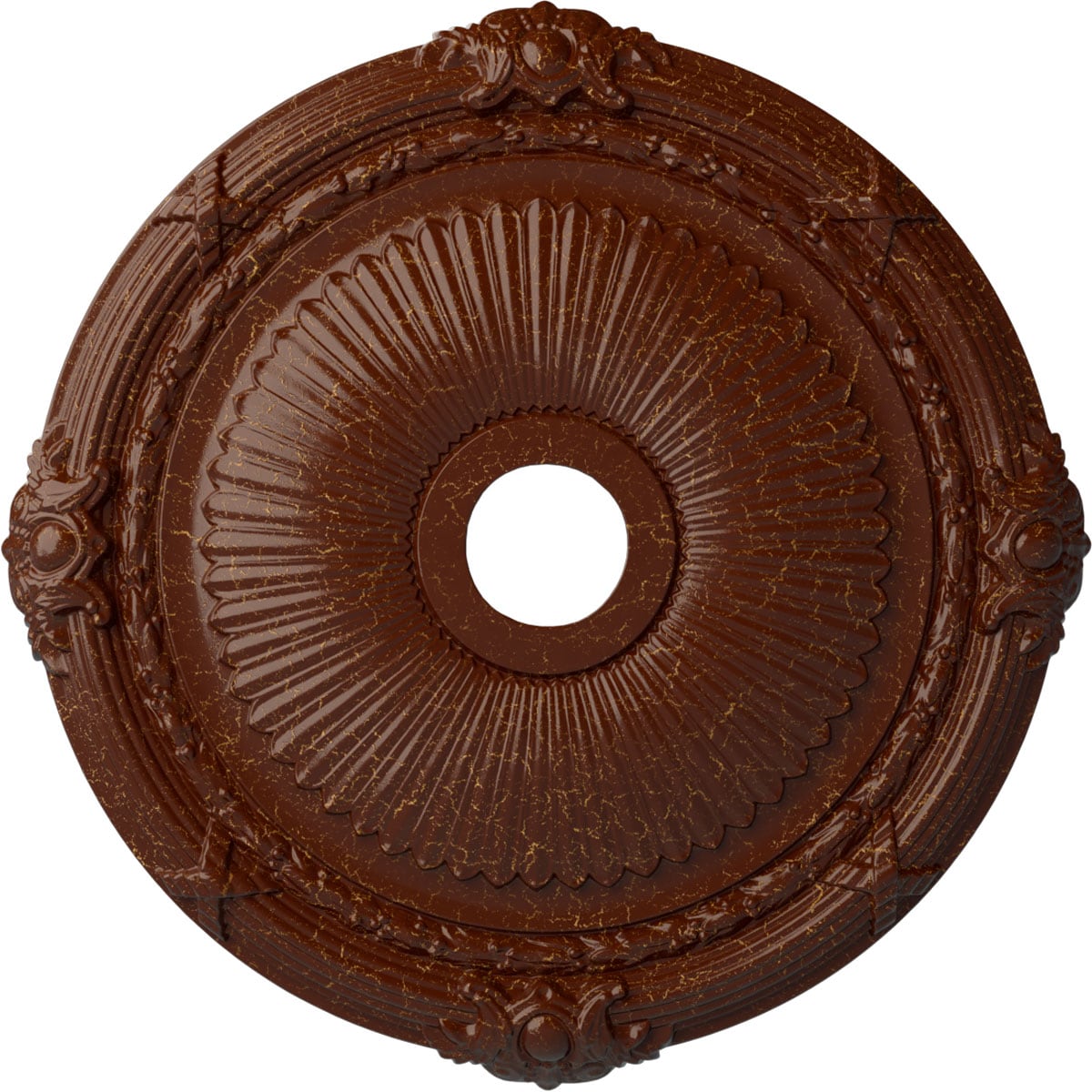 Ekena Millwork CM27HEBMC Heaton 27.5-in W x 27.5-in L Painted Burnished Mahogany Crackle Polyurethane Whole Ceiling Medallion