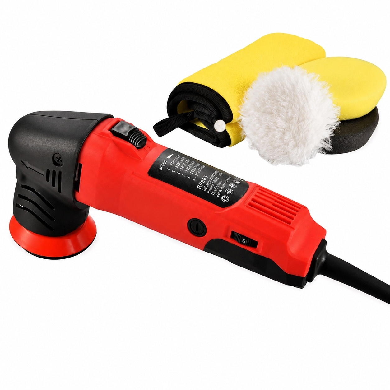 KHKFY 3 Inch Dual Action Orbital Polisher Kit for Car Detailing 6 Speed Control 380 Watt Motor 13 ft Cord Includes Pads Microfiber Towel #LKH0712X036