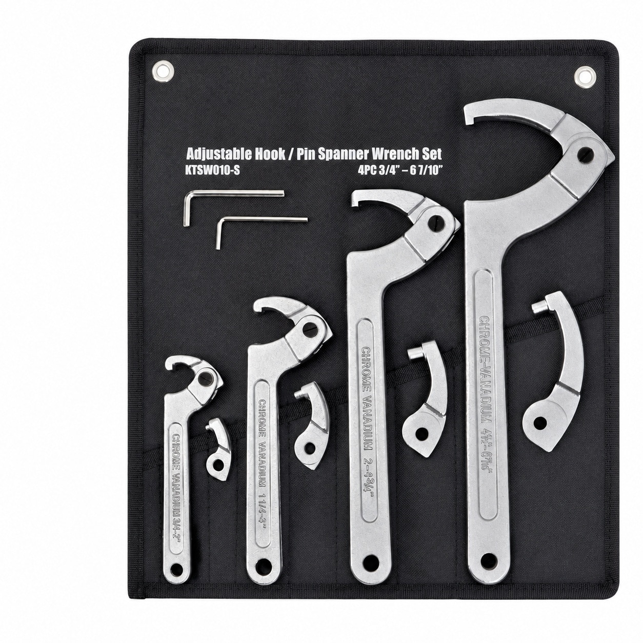 Etokfoks  3 4 in to 6 7 10 in Adjustable Pin Hook Spanner Wrench Set with Ratcheting Carrier for Plumbing Auto Mechanical