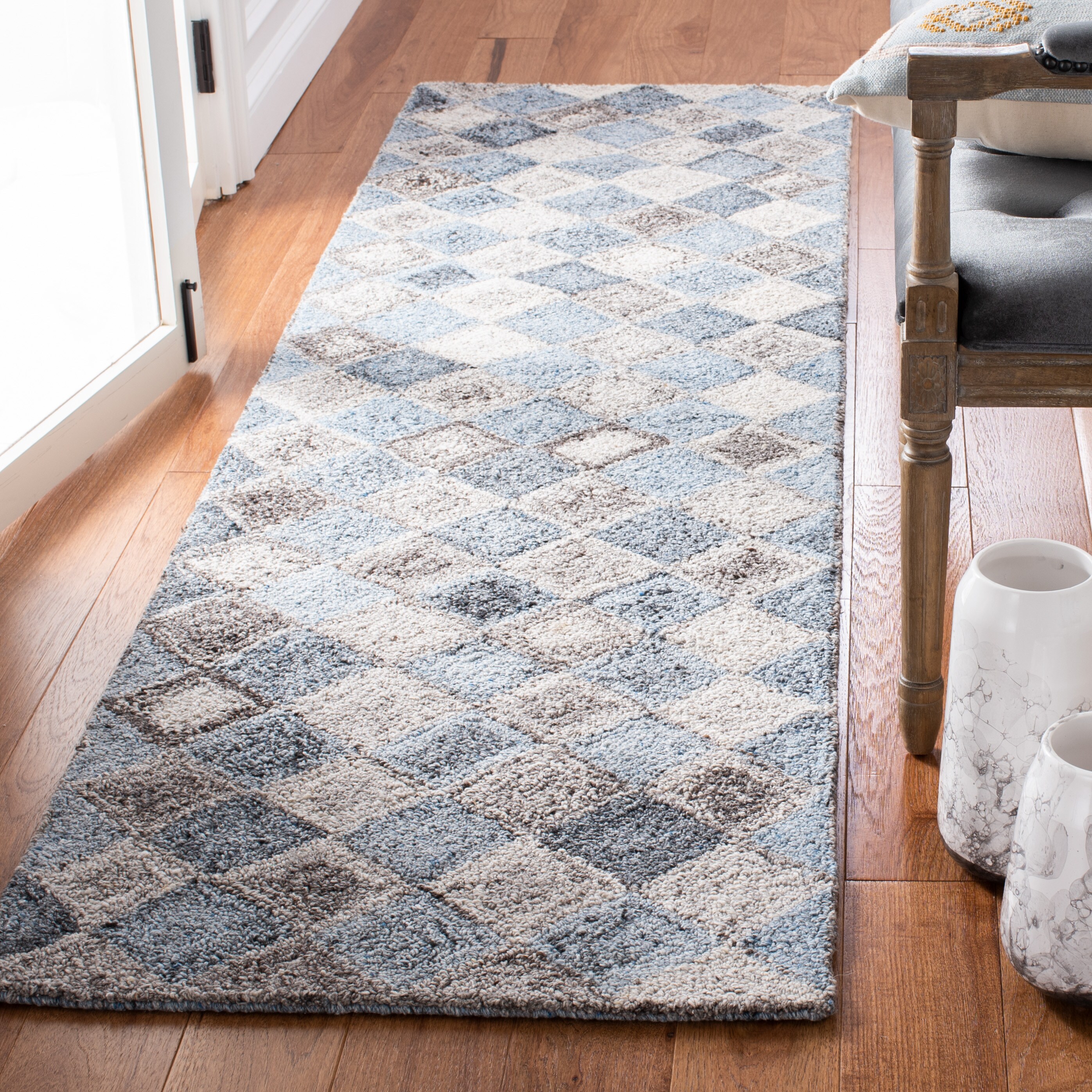  Abstract 626 Gray/Blue Modern 2ft-3in x 10ft Runner Rug