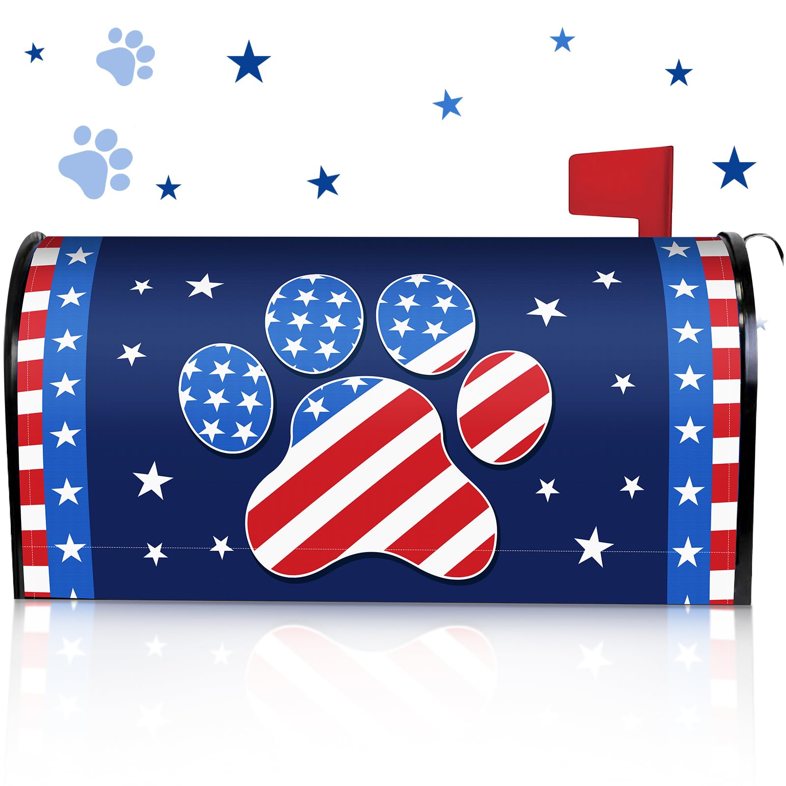ITOPFOX  Patriotic Magnetic Mailbox Cover Standard Size Eighteen by Twenty One Inch American Flag Design for Outdoor Yard Garden Decoration