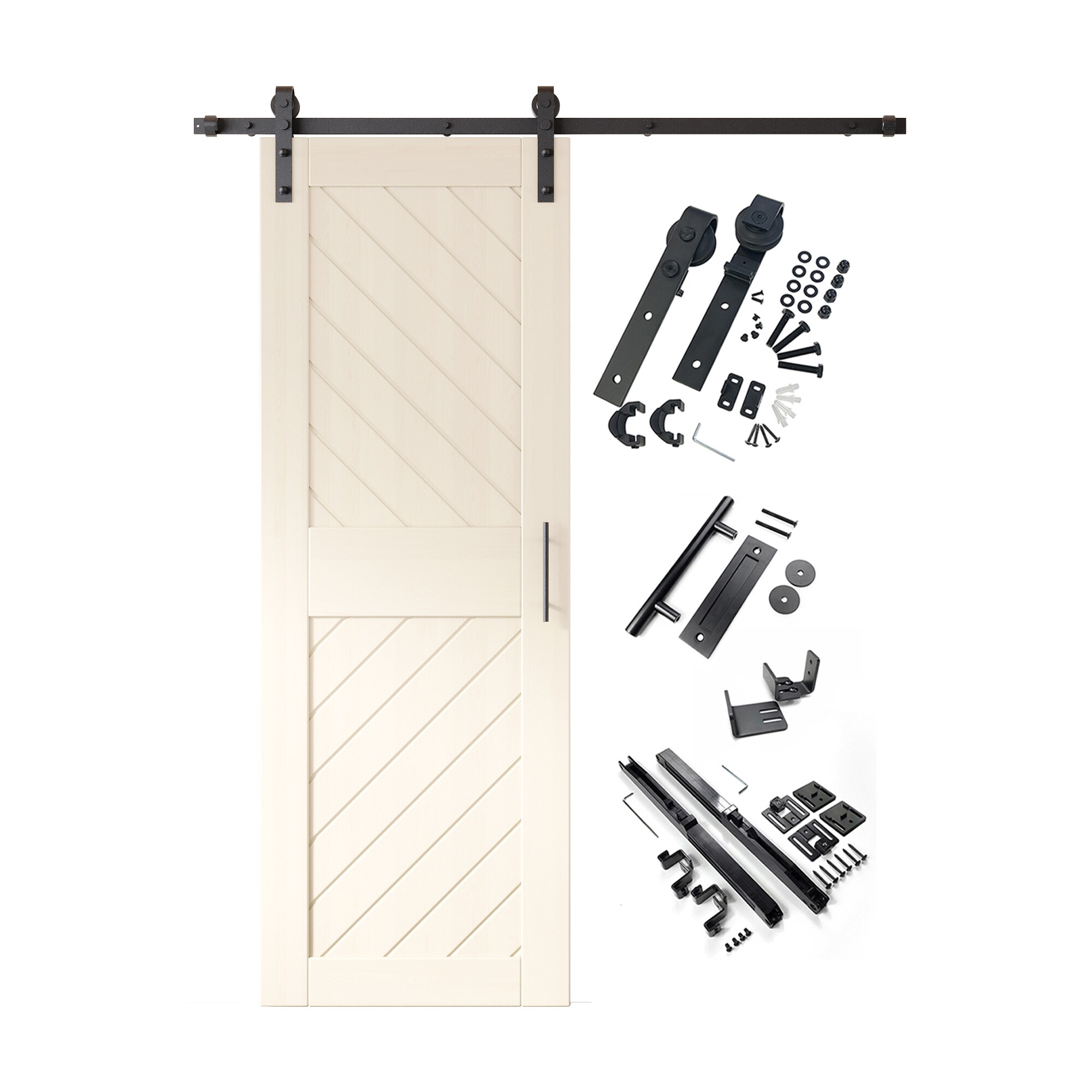 HOMACER YT1H054C-XT4-2684-TG 26-in x 84-in Tinsmith Gray Prefinished Non-standard Pine Wood Solid core Single Barn Door (Hardware Included)