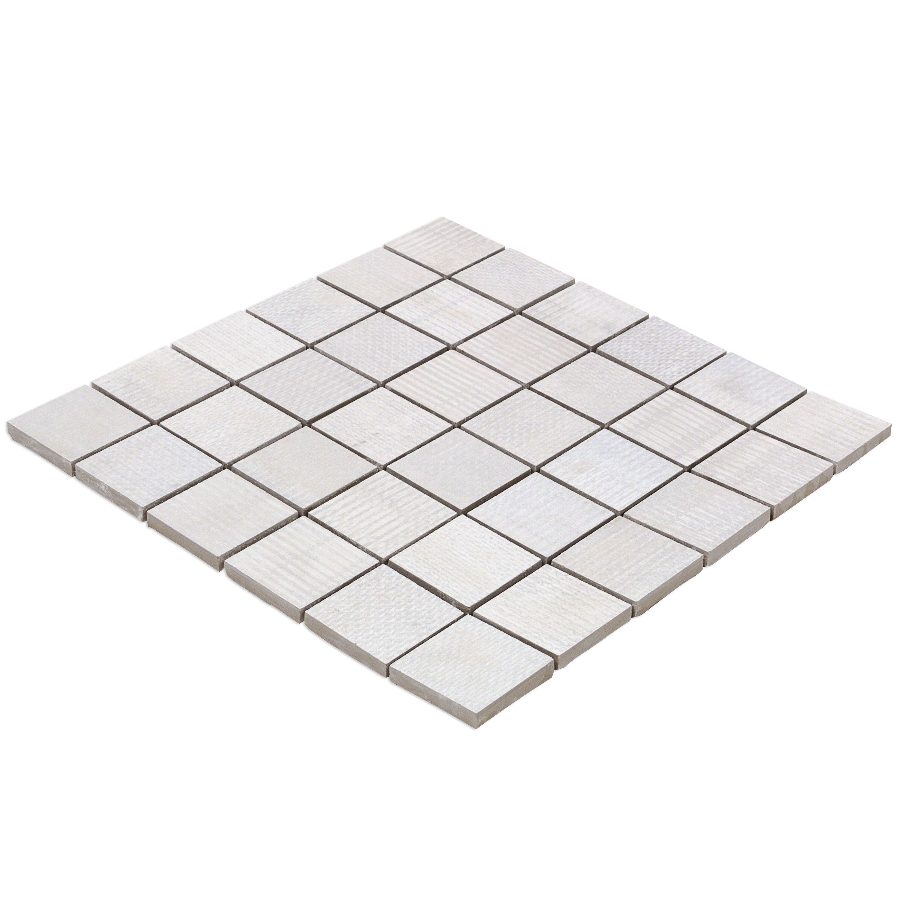 Artmore Tile EXT3RD101996 Tapestry Ice 12-in x 12-in Matte Porcelain Cement look Linear Mosaic Floor and Wall Tile ( 0.97-sq ft Piece